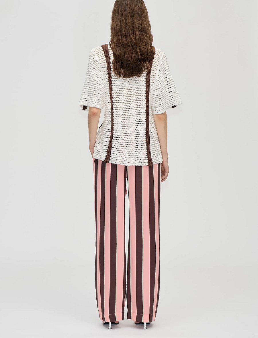 STINE GOYA - 2380 Crochet Texture Knit, Short Sl - polo's - baseball stripes - 3