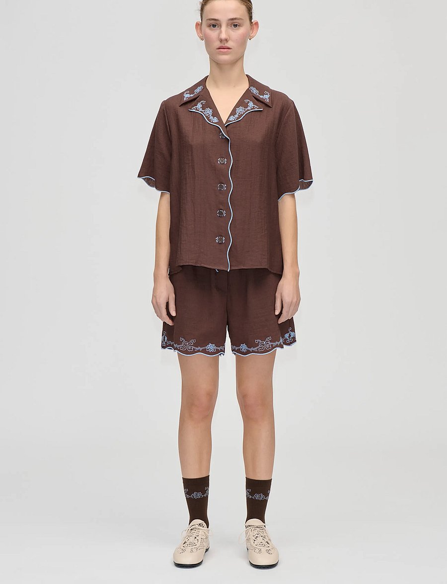 STINE GOYA - 2133 Tencel, Elasticated Shorts - shorts casual - roses embroidery - 0