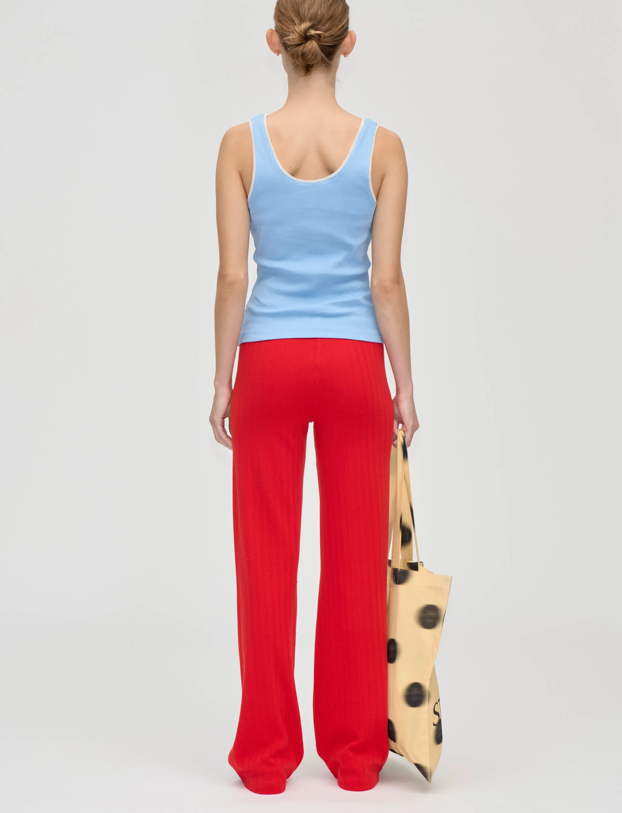 STINE GOYA - 2520 Pointelle Rib, Long Relaxed Pa - bikses ar taisnām starām - velocity red - 3