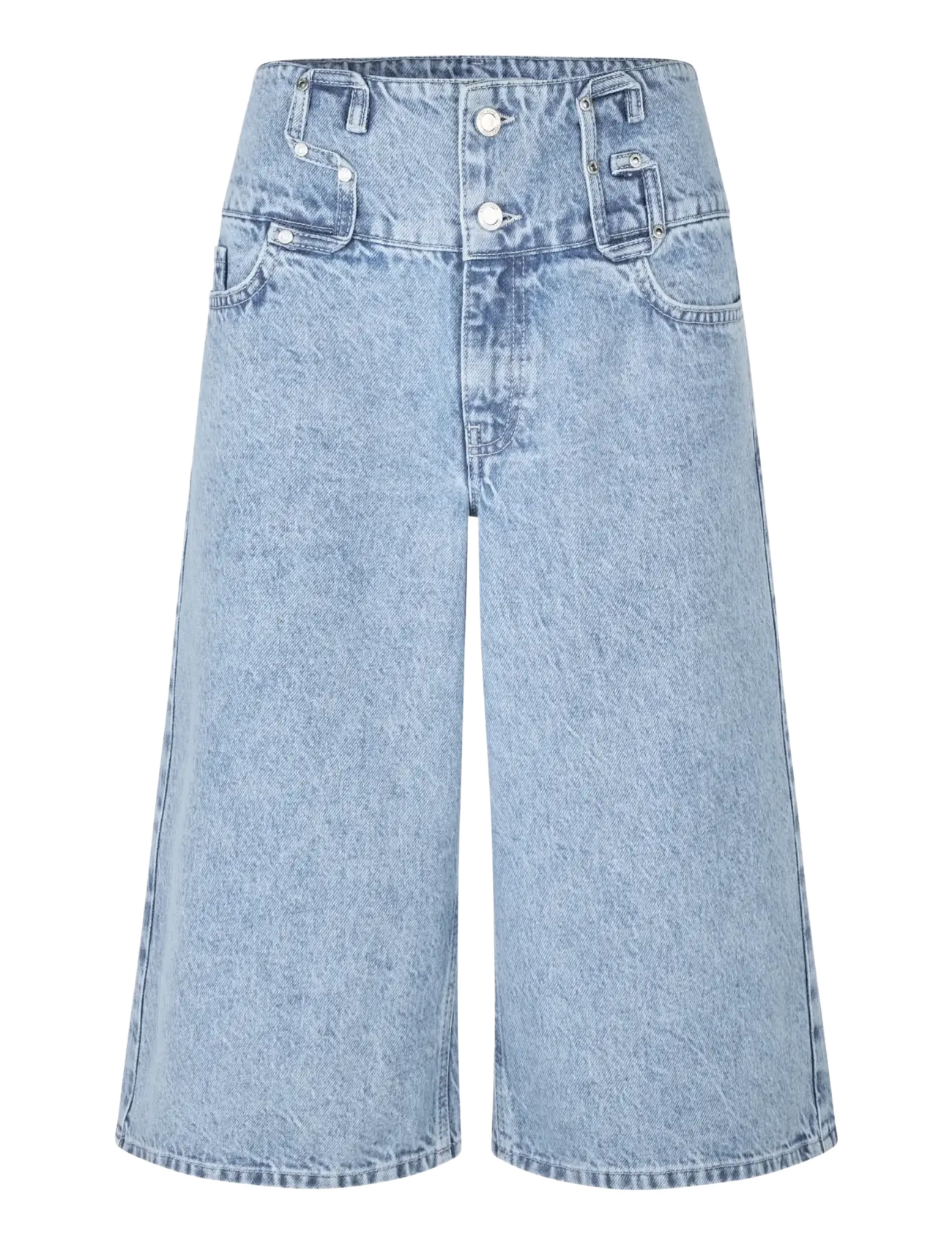 STINE GOYA - 2514 Light Wash Denim, Logoed Loop - jeansshorts - denim blue - 1