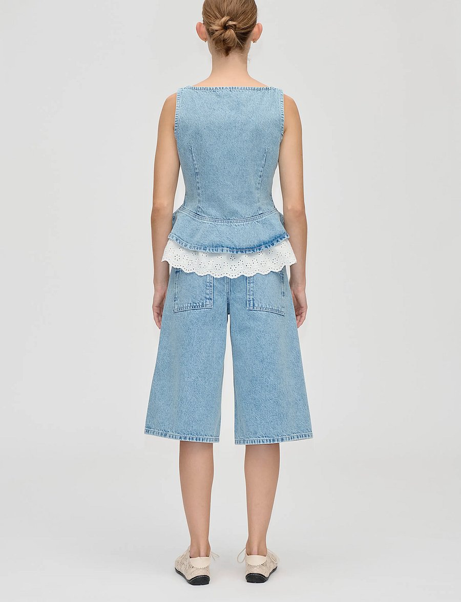 STINE GOYA - 2514 Light Wash Denim, Logoed Loop - jeansshorts - denim blue - 3