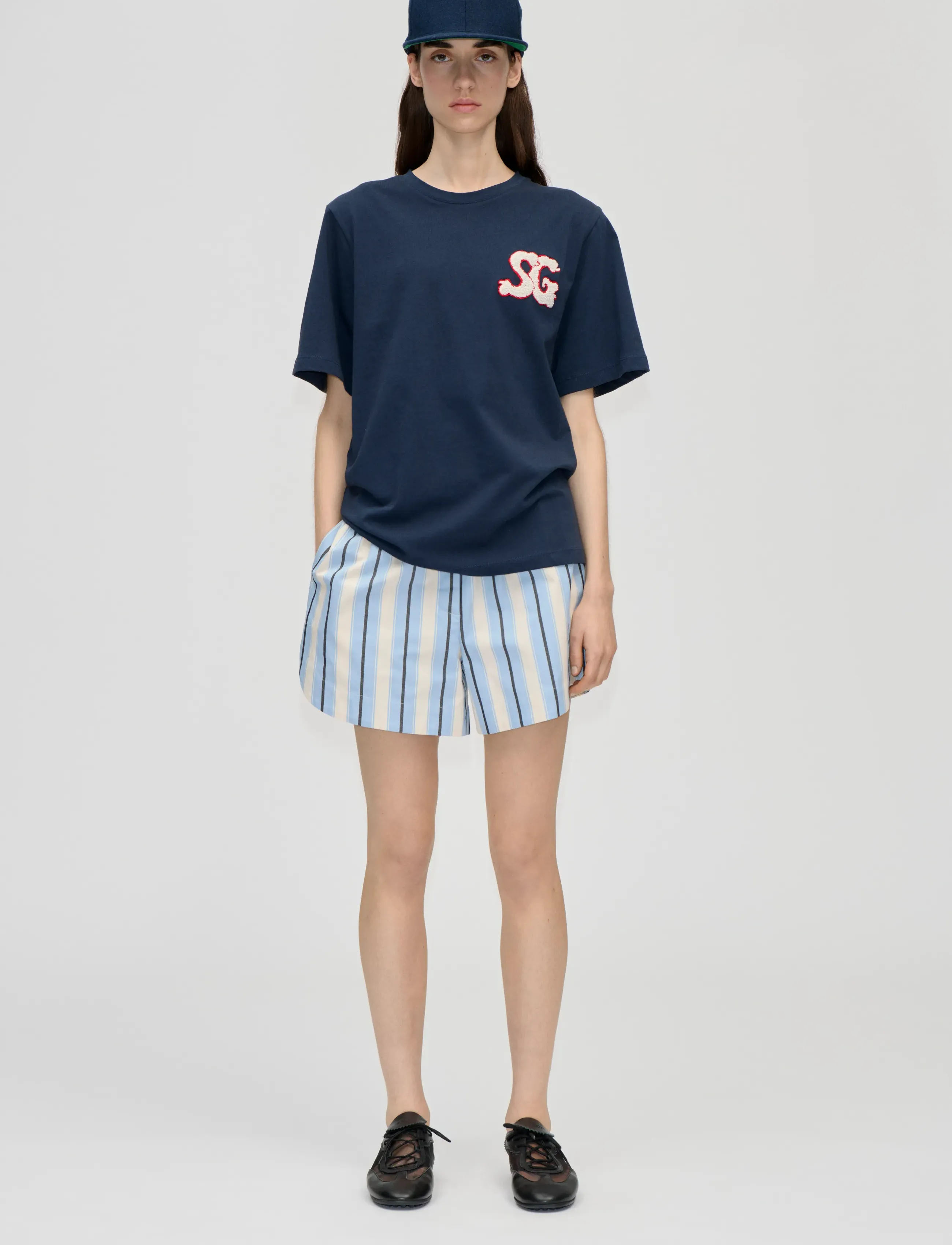 STINE GOYA 2243 Light Jersey, Short Sleeve T-S - T-shirts & Tops - BASEBALL SG PATCH / navy