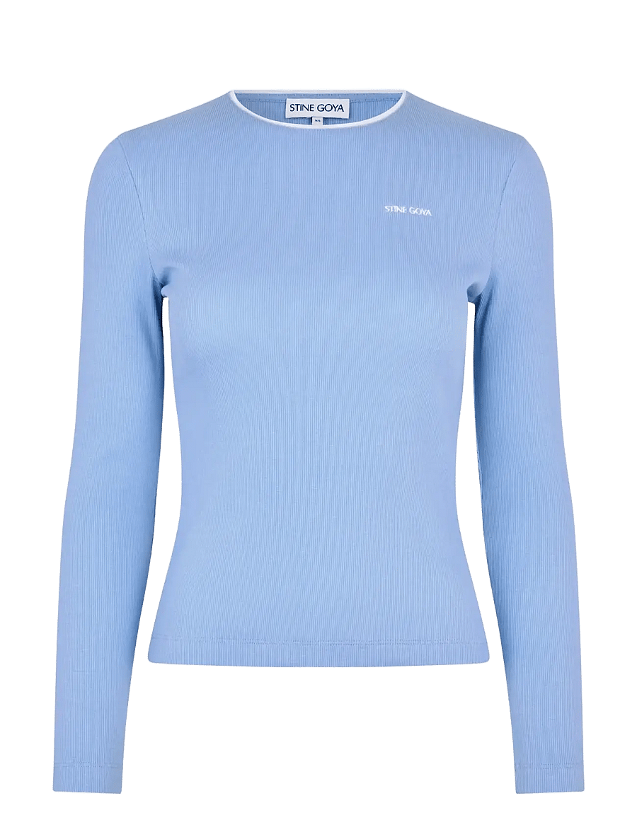 STINE GOYA - 2385 Rib, Long Sleeve Rib Top - langärmlige tops - bel air blue - 1