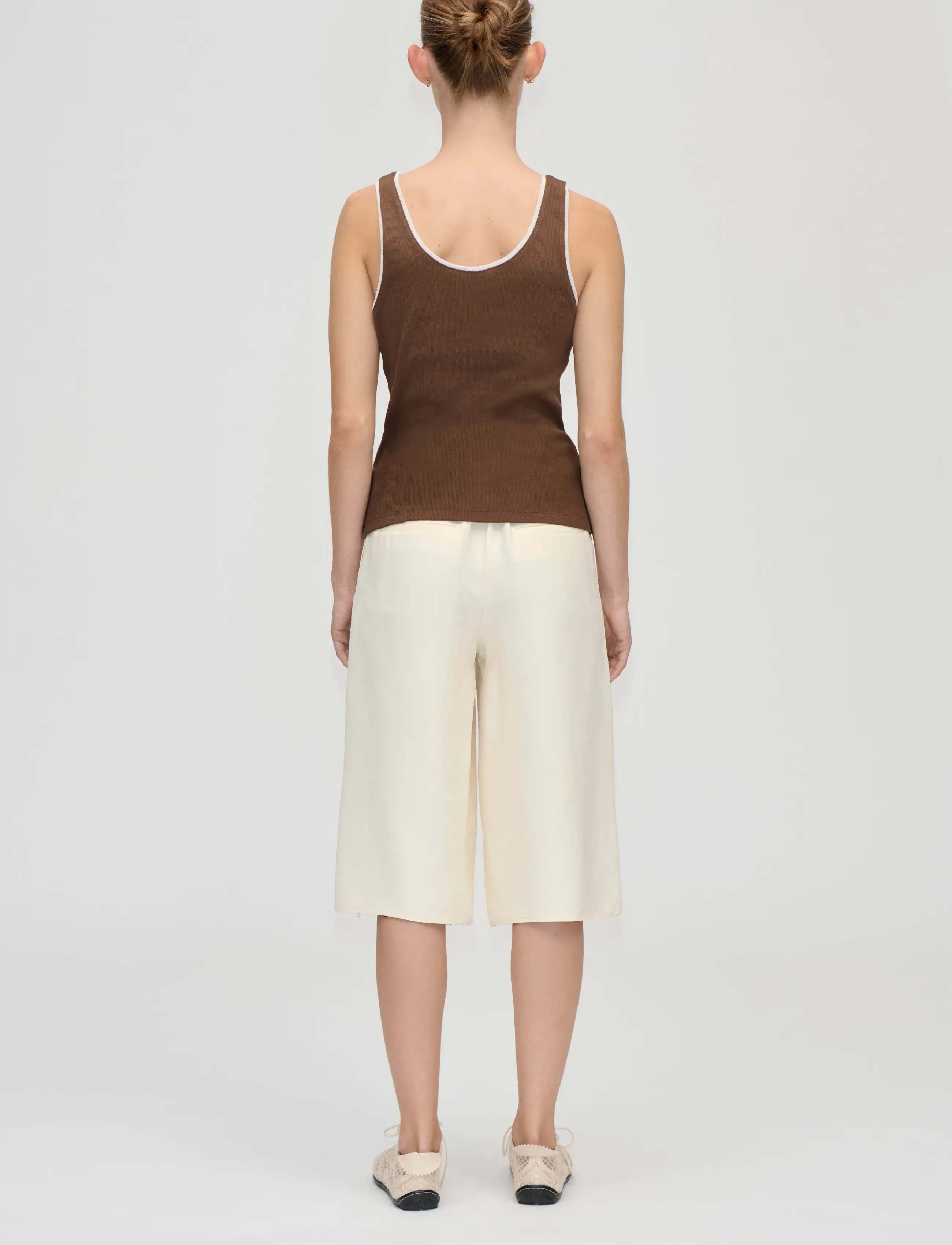STINE GOYA - 2385 Rib, Rib Tank Top - linnen - chicory coffee - 3