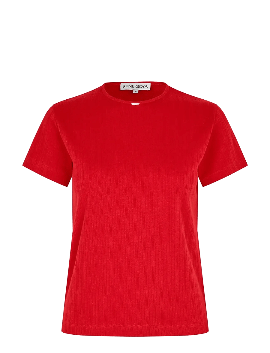 STINE GOYA - 2520 Pointelle Rib, Short Sleeve Re - t-shirts - velocity red - 1