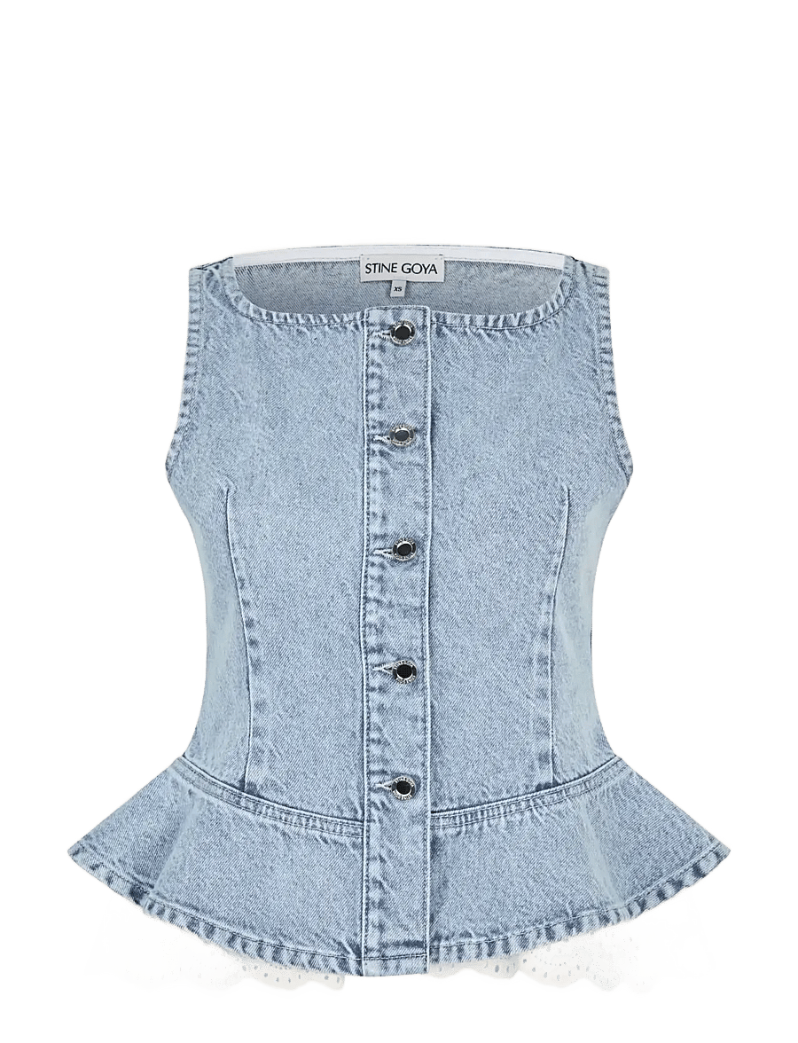 STINE GOYA - 2514 Light Wash Denim, Boatneck Fri - Ärmellose blusen - denim blue - 1
