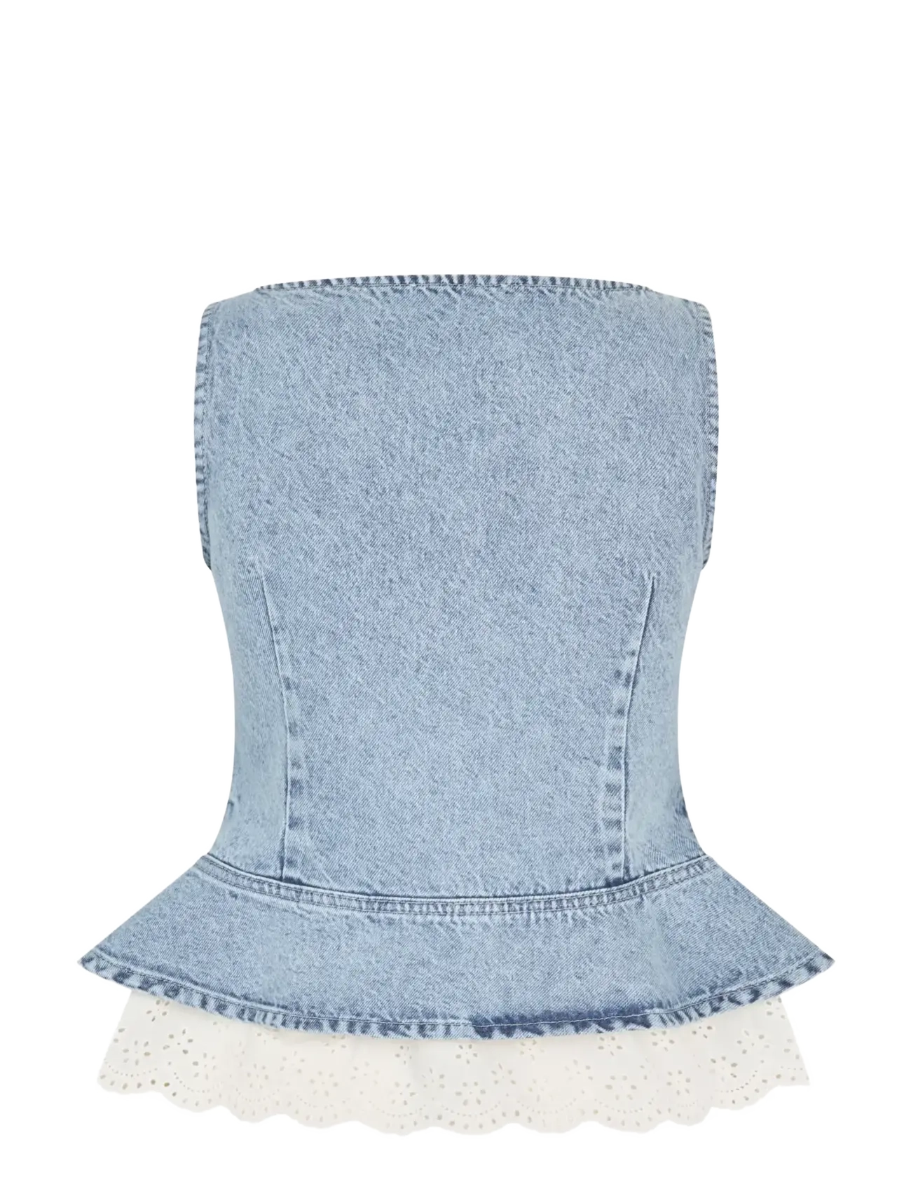 STINE GOYA - 2514 Light Wash Denim, Boatneck Fri - Ärmellose blusen - denim blue - 2