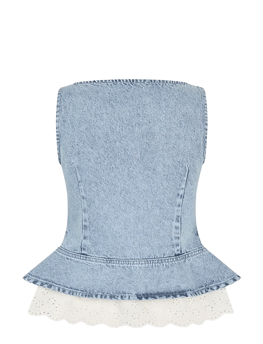 STINE GOYA - 2514 Light Wash Denim, Boatneck Fri - Ärmellose blusen - denim blue - 2