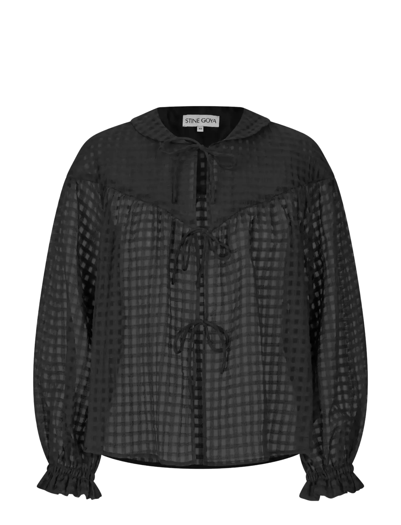 STINE GOYA 2069 Organza, Flowy Long Sleeve Top - Modetrender - CHECKERED ORGANZA / black