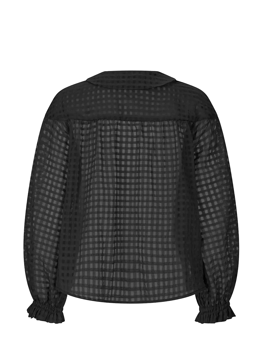 STINE GOYA - 2069 Organza, Flowy Long Sleeve Top - langärmelige blusen - checkered organza - 2