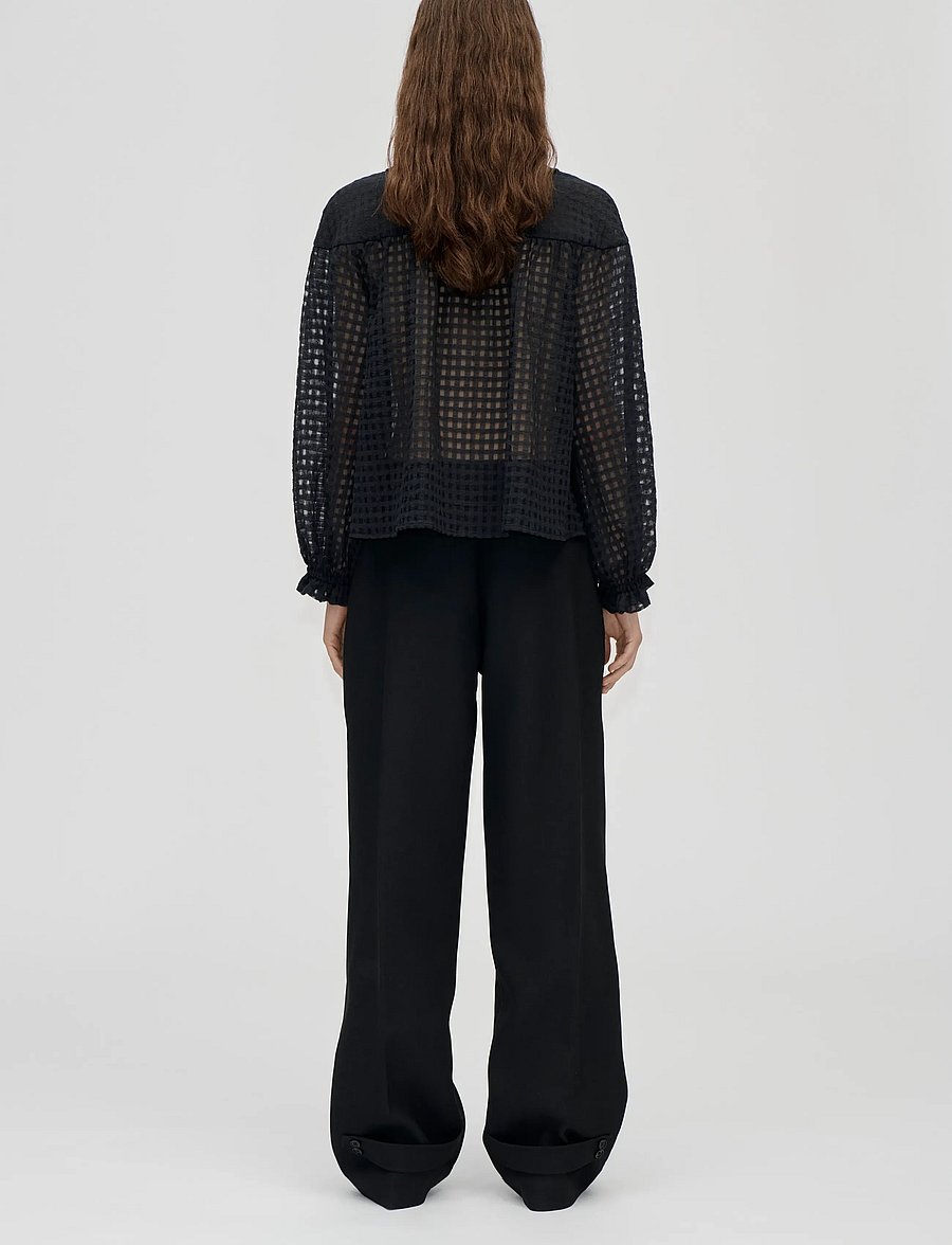 STINE GOYA - 2069 Organza, Flowy Long Sleeve Top - langärmelige blusen - checkered organza - 3