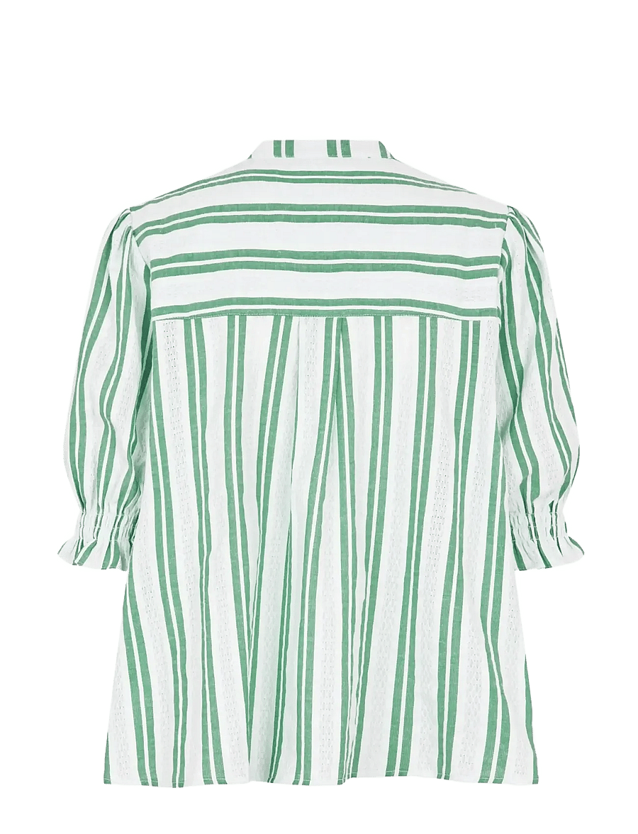 STINE GOYA - 2367 Smocked Cotton, Smocked Gather - short-sleeved blouses - smocked stripes - 2