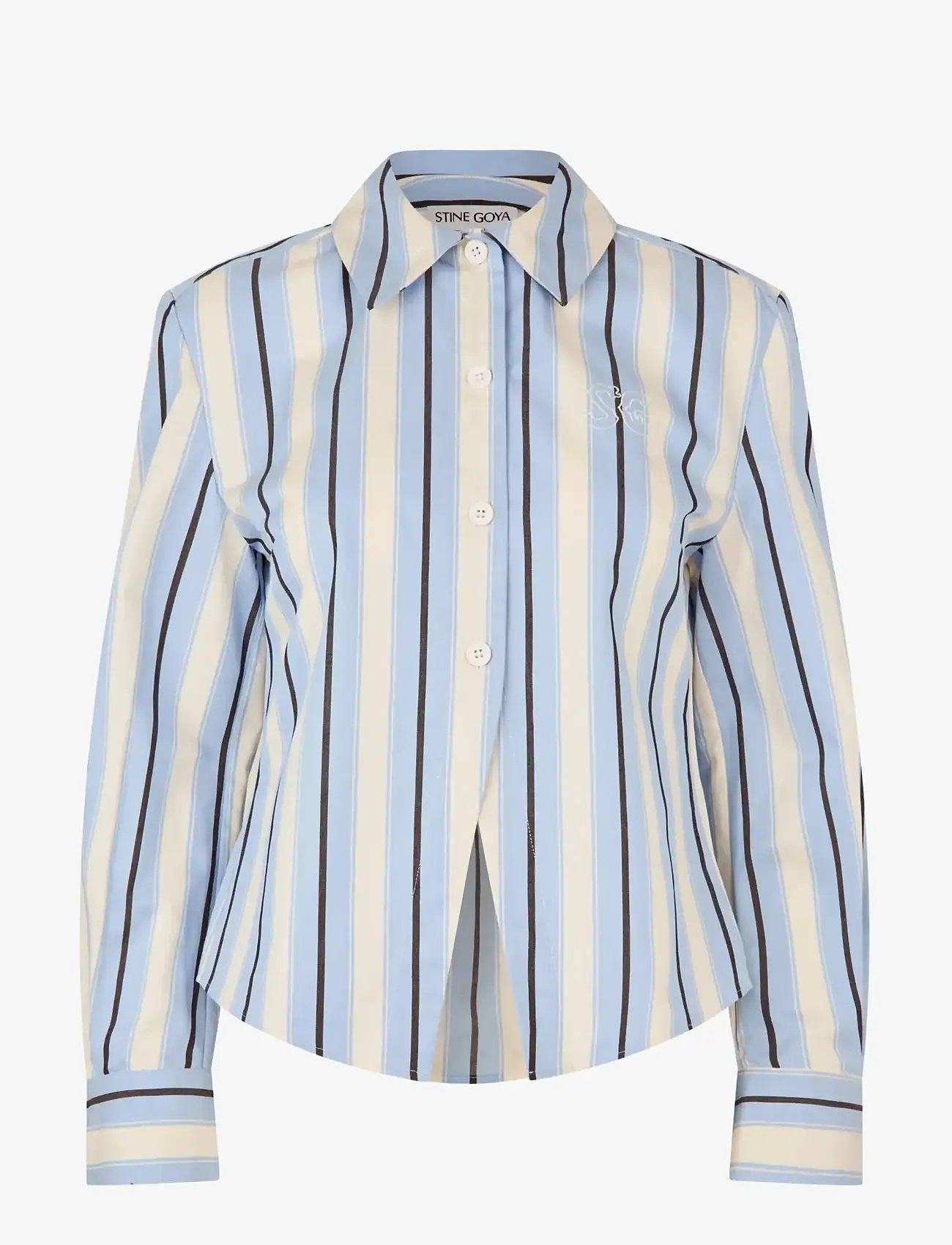 STINE GOYA - 2529 Heavy Stripe Cotton, Sharp Hem - langærmede skjorter - lightwave stripes - 1