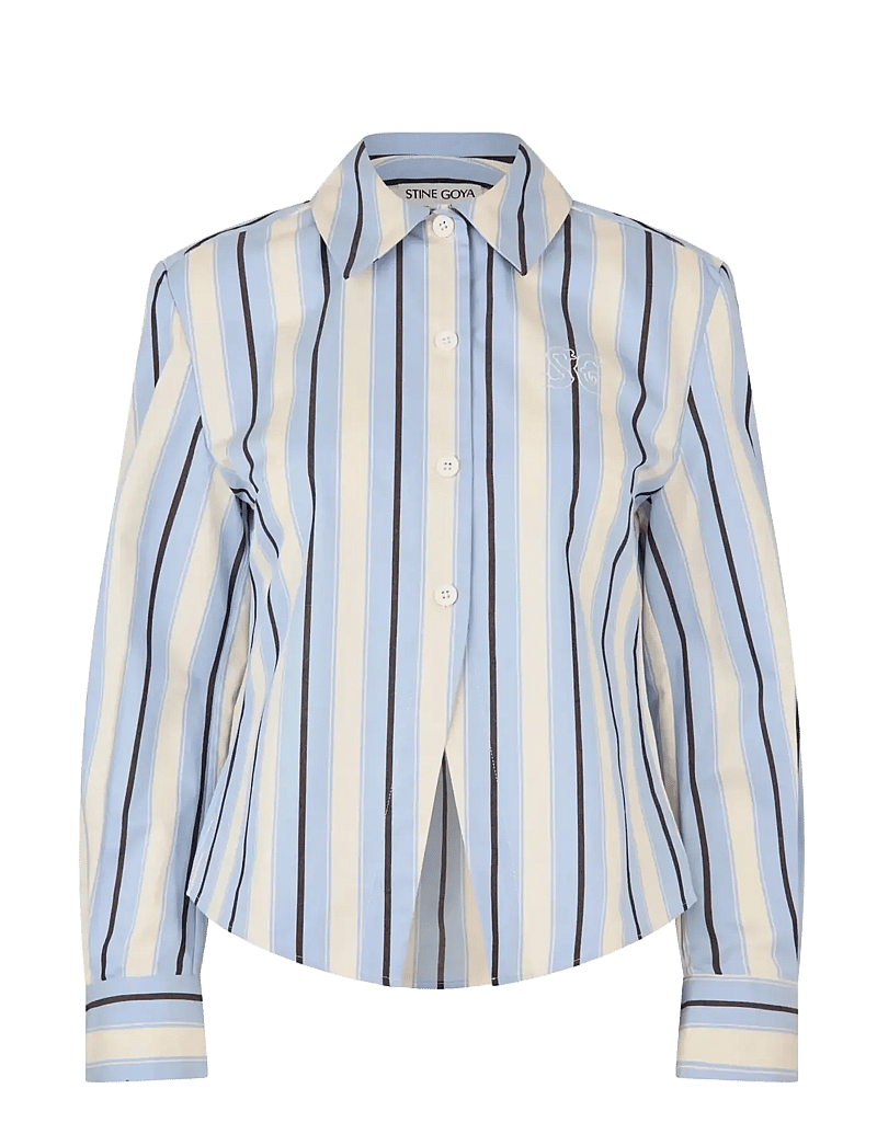 STINE GOYA - 2529 Heavy Stripe Cotton, Sharp Hem - langærmede skjorter - lightwave stripes - 1