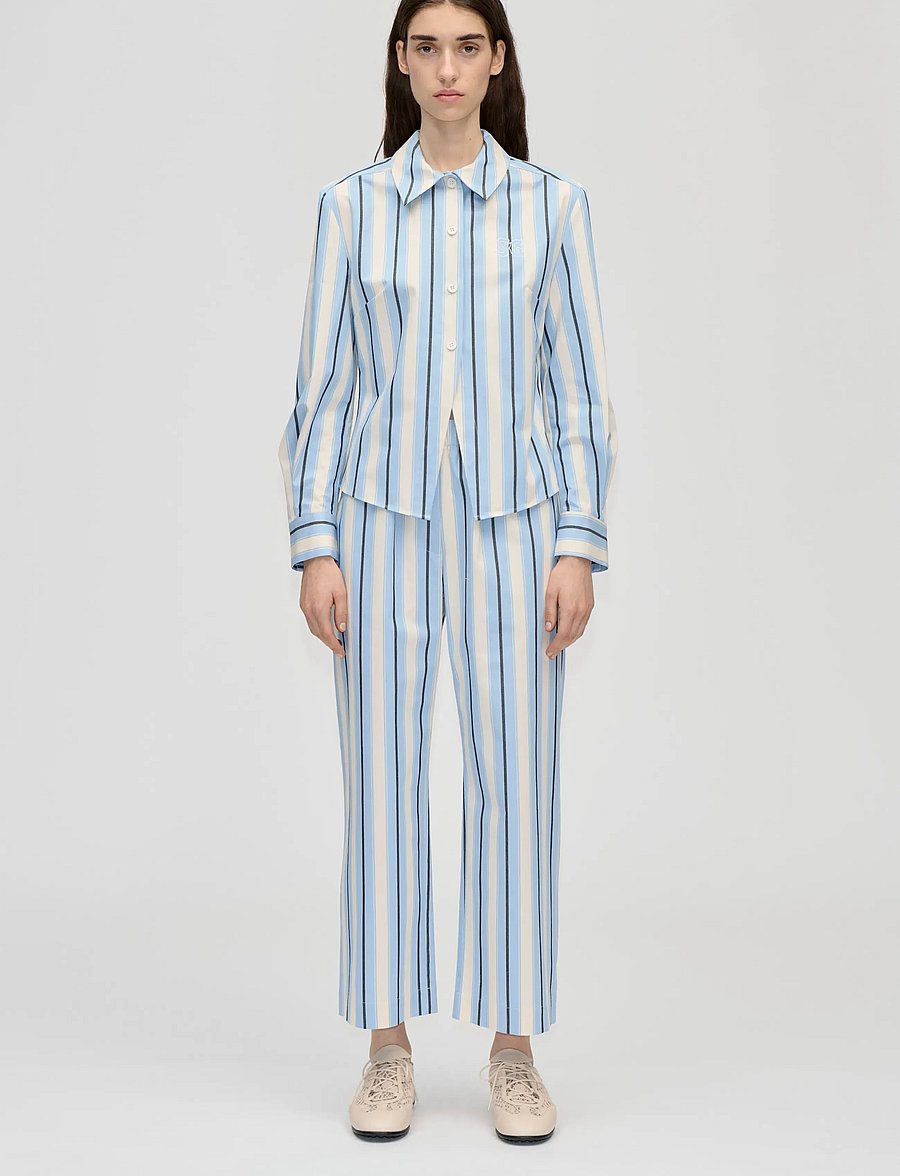 STINE GOYA - 2529 Heavy Stripe Cotton, Sharp Hem - langärmlige hemden - lightwave stripes - 0