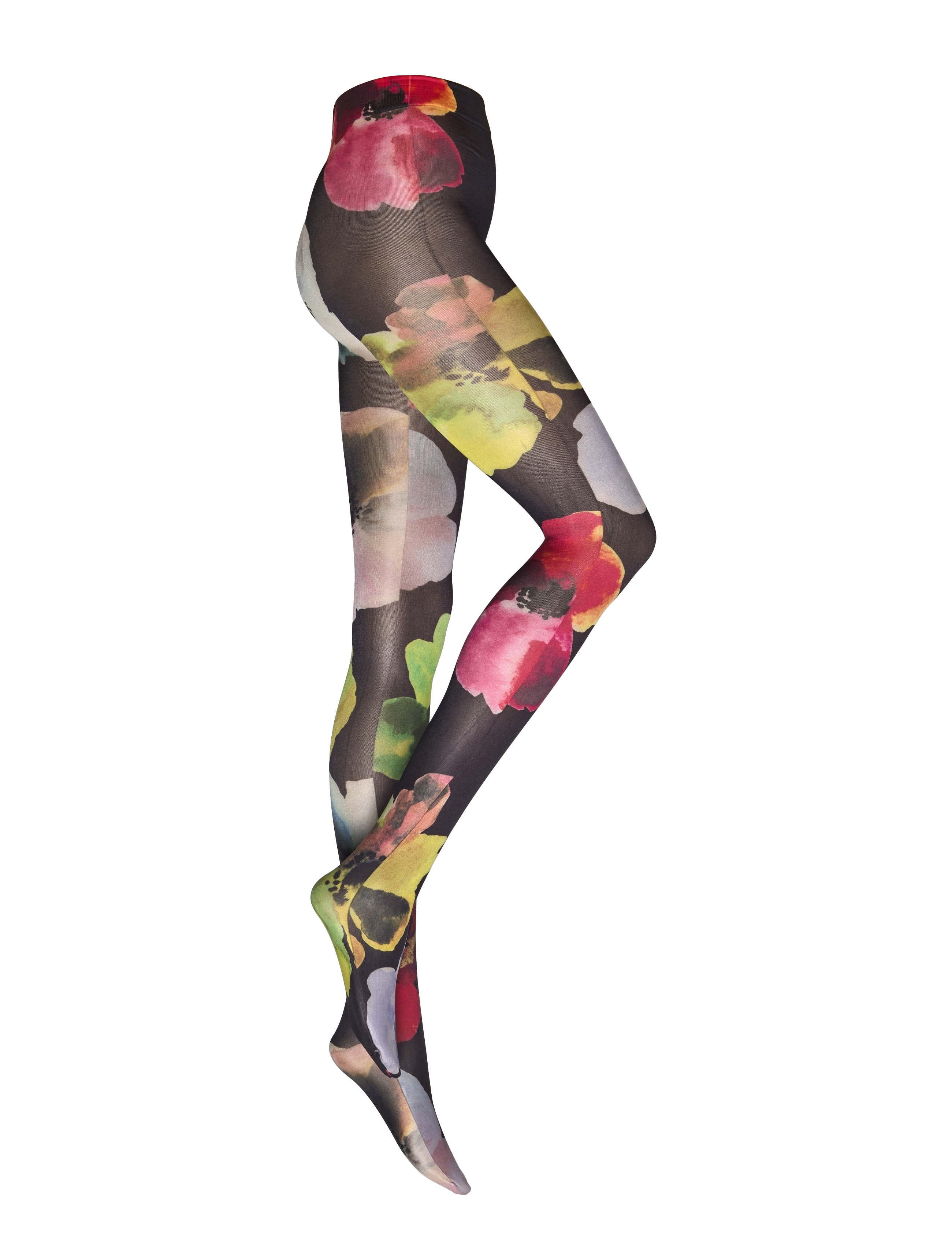 STINE GOYA Nylon Stockings, 2290 Stockings - Unterwäsche - WATERCOLOR BLOOM / black