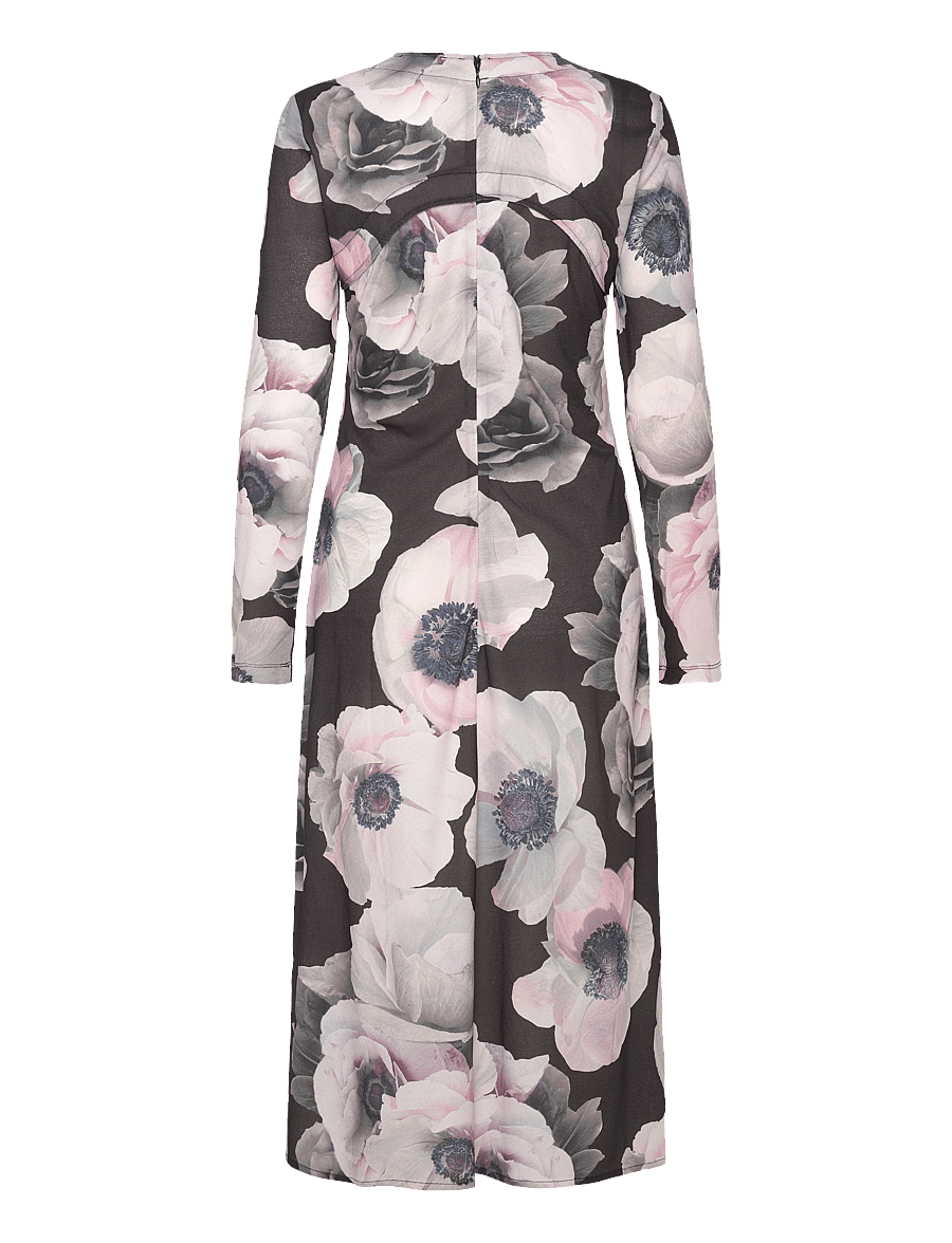 STINE GOYA - Crewneck Long Sleeve Midi Dress, 22 - robes de fête - nostalgic anemone - 2