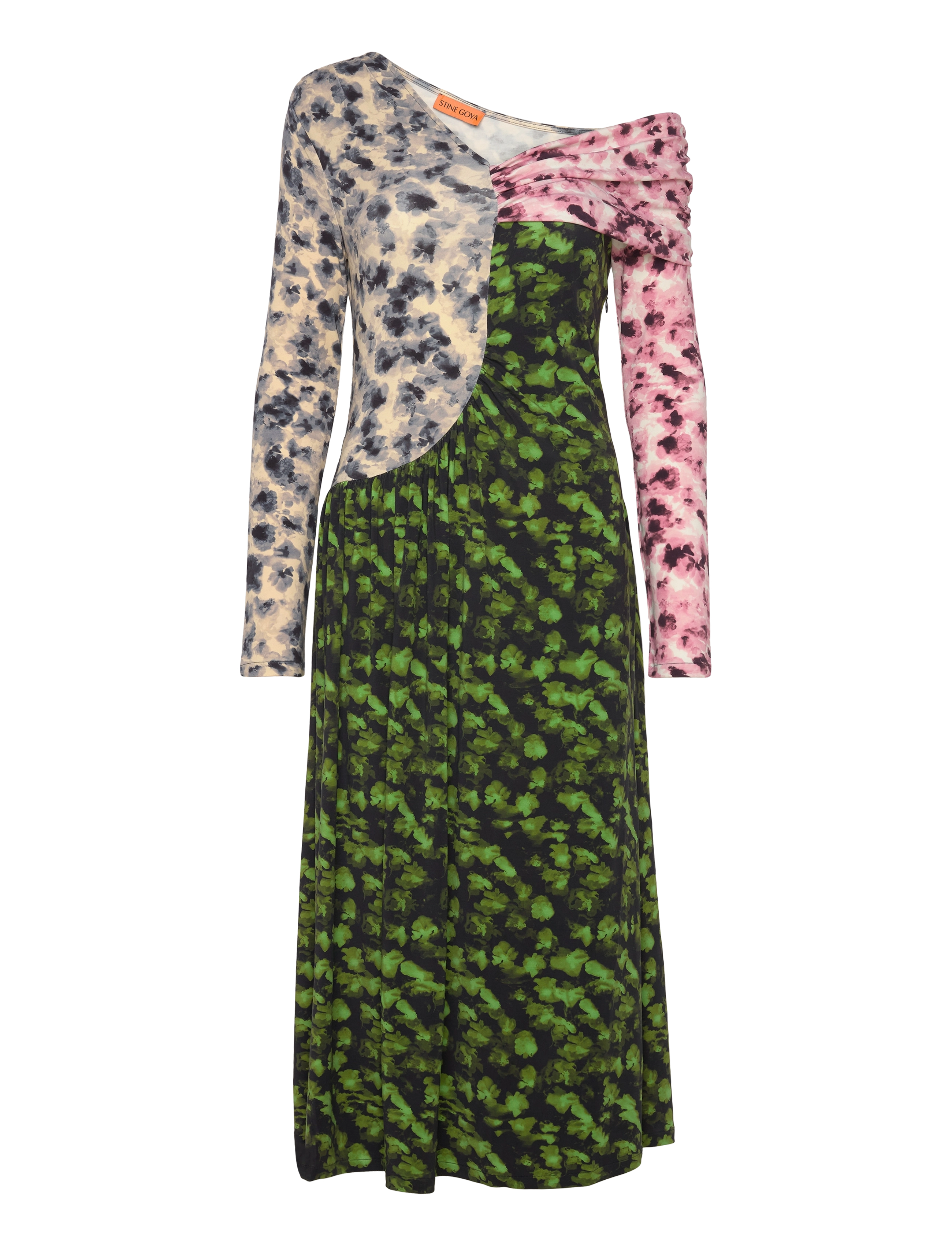 STINE GOYA One Schulter Lange Ärmel Kleid, 225 Patterned - S - Damen