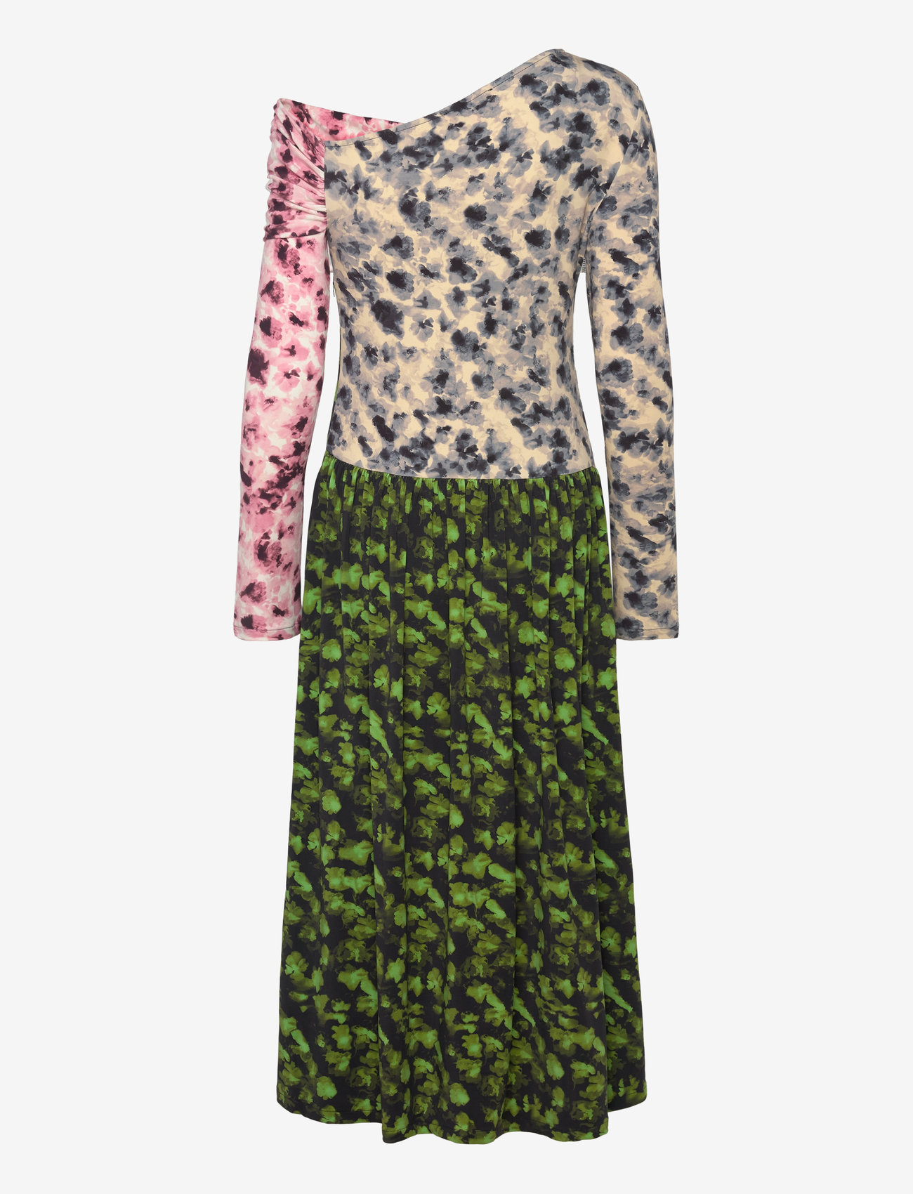 STINE GOYA - One Shoulder Long Sleeve Dress, 225 - festkjoler - dizzy foliage - 2