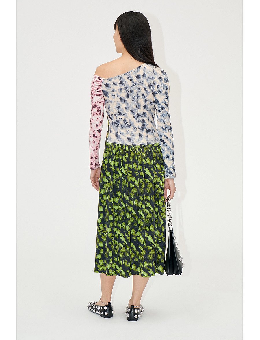 STINE GOYA - One Shoulder Long Sleeve Dress, 225 - feestjurken - dizzy foliage - 3