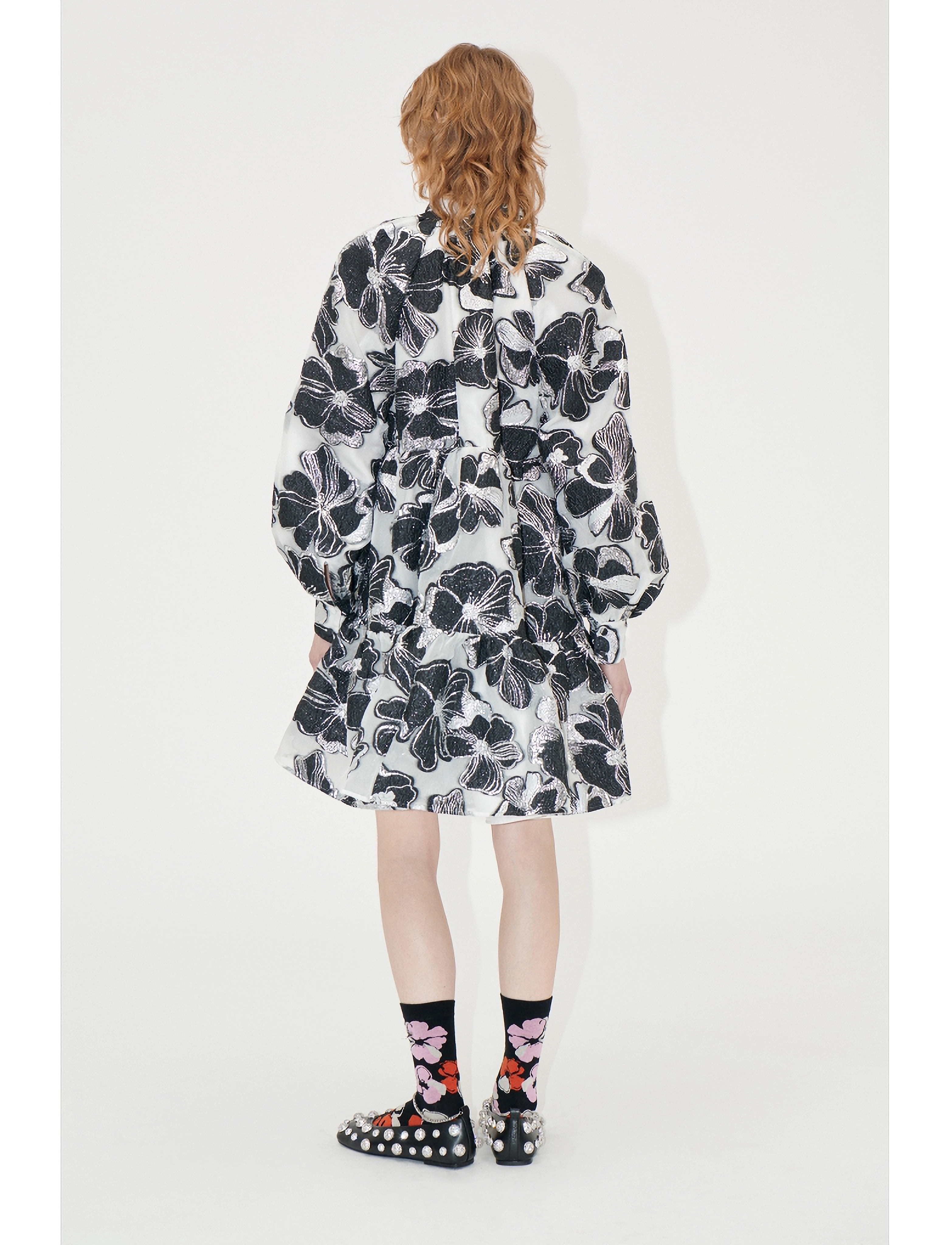 STINE GOYA - Tier Voluminous Ruffle Mini Dress, - anemone jacquard - 3