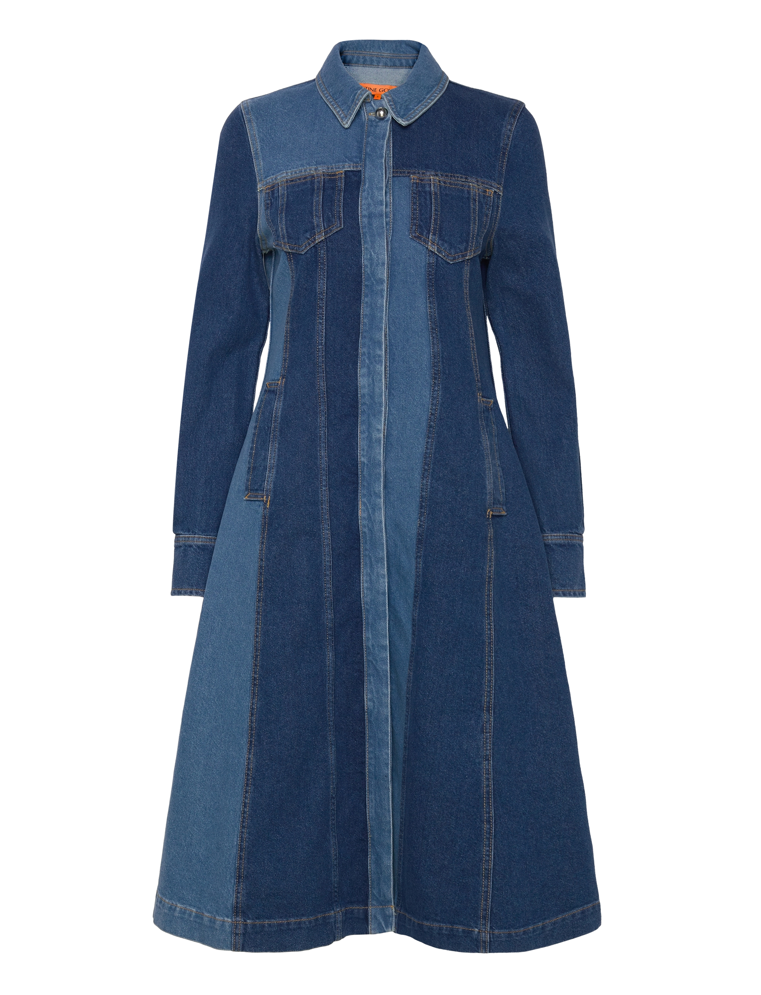 STINE GOYA - Long Sleeve Denim Dress, 2301 Denim - two tone denim - 1