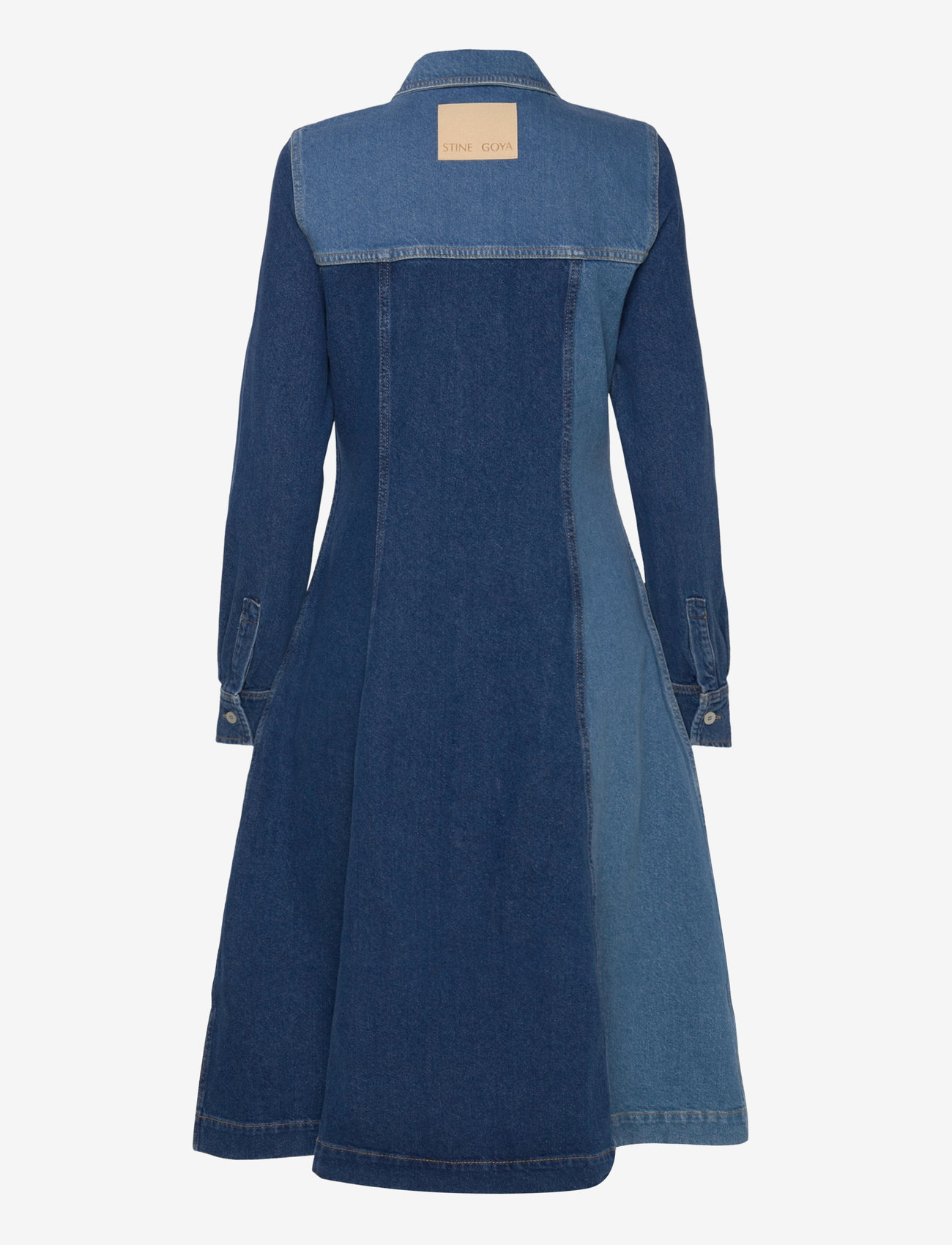 STINE GOYA - Long Sleeve Denim Dress, 2301 Denim - jeanskleider - two tone denim - 2