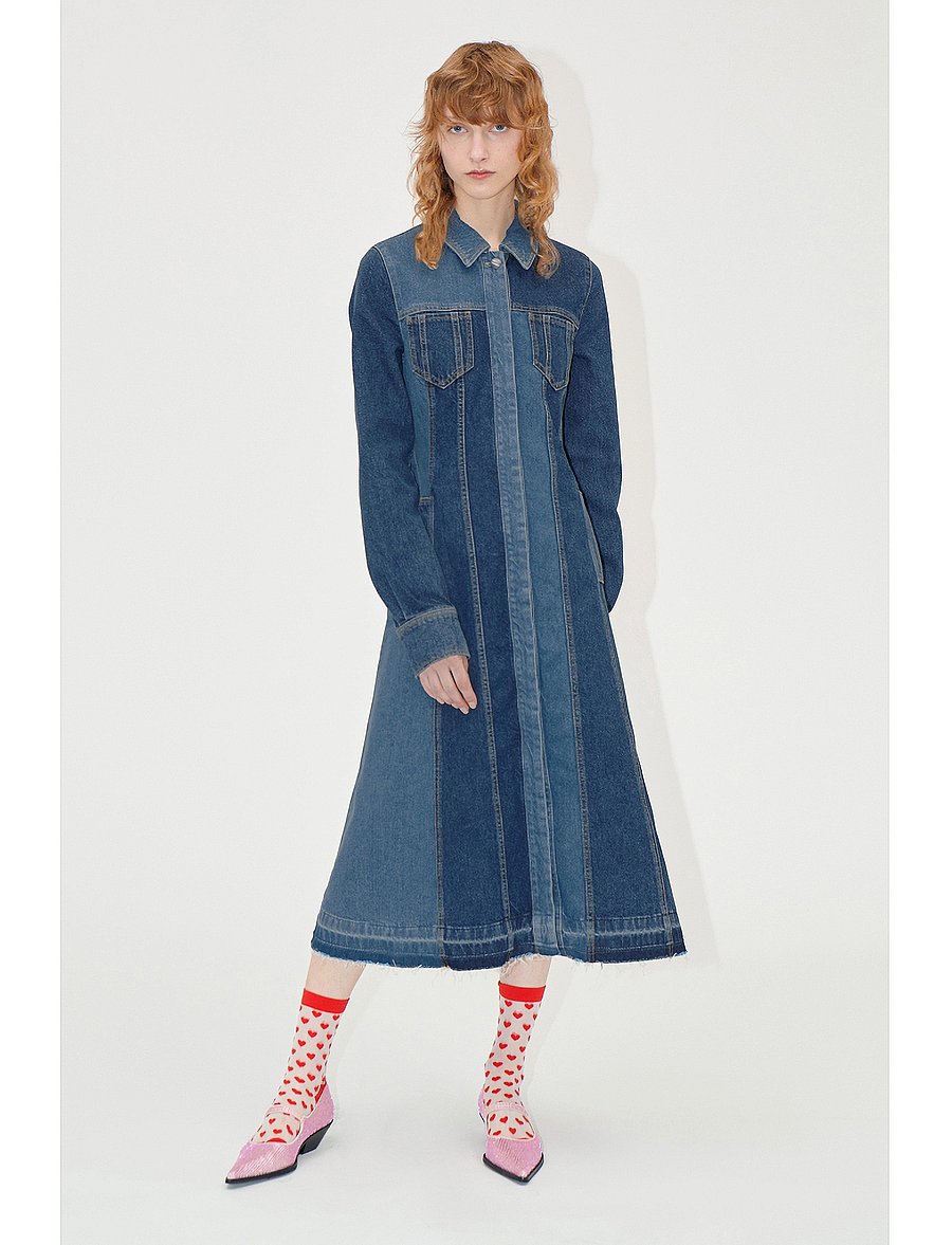 STINE GOYA - Long Sleeve Denim Dress, 2301 Denim - two tone denim - 0