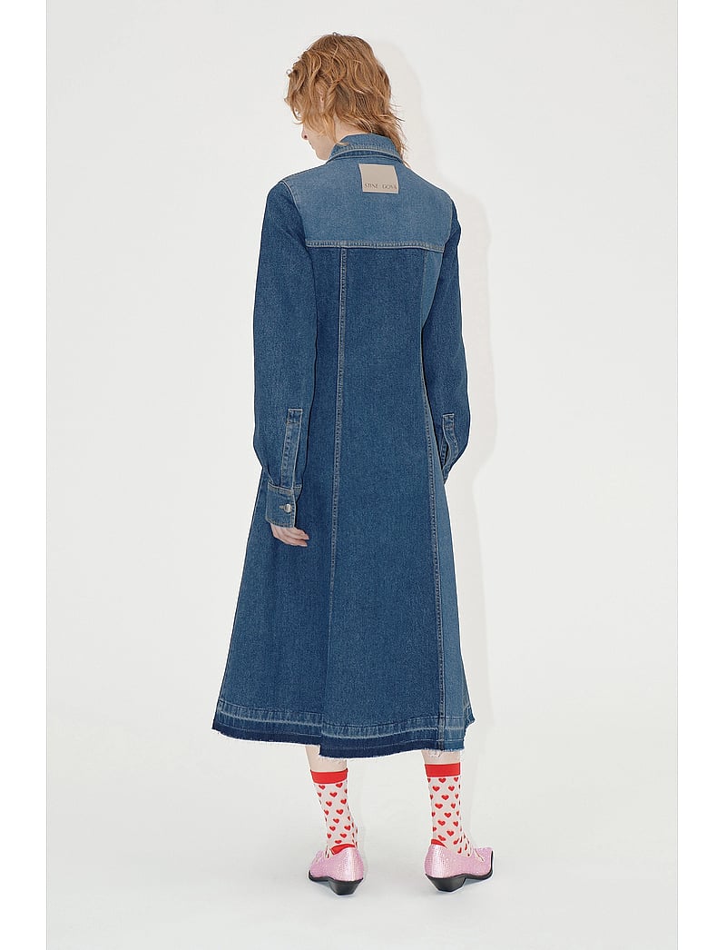 STINE GOYA - Long Sleeve Denim Dress, 2301 Denim - jeanskleider - two tone denim - 3