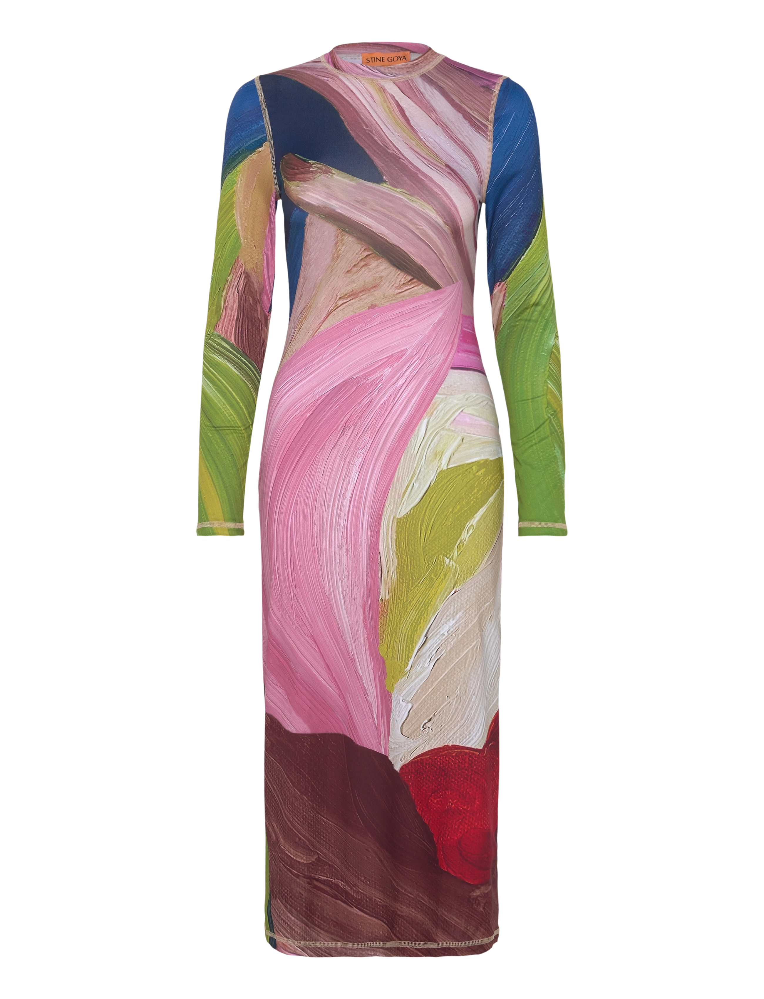 STINE GOYA Pullover Long Sleeve Midi Dress, 22 - Kjoler - HANDS / multi