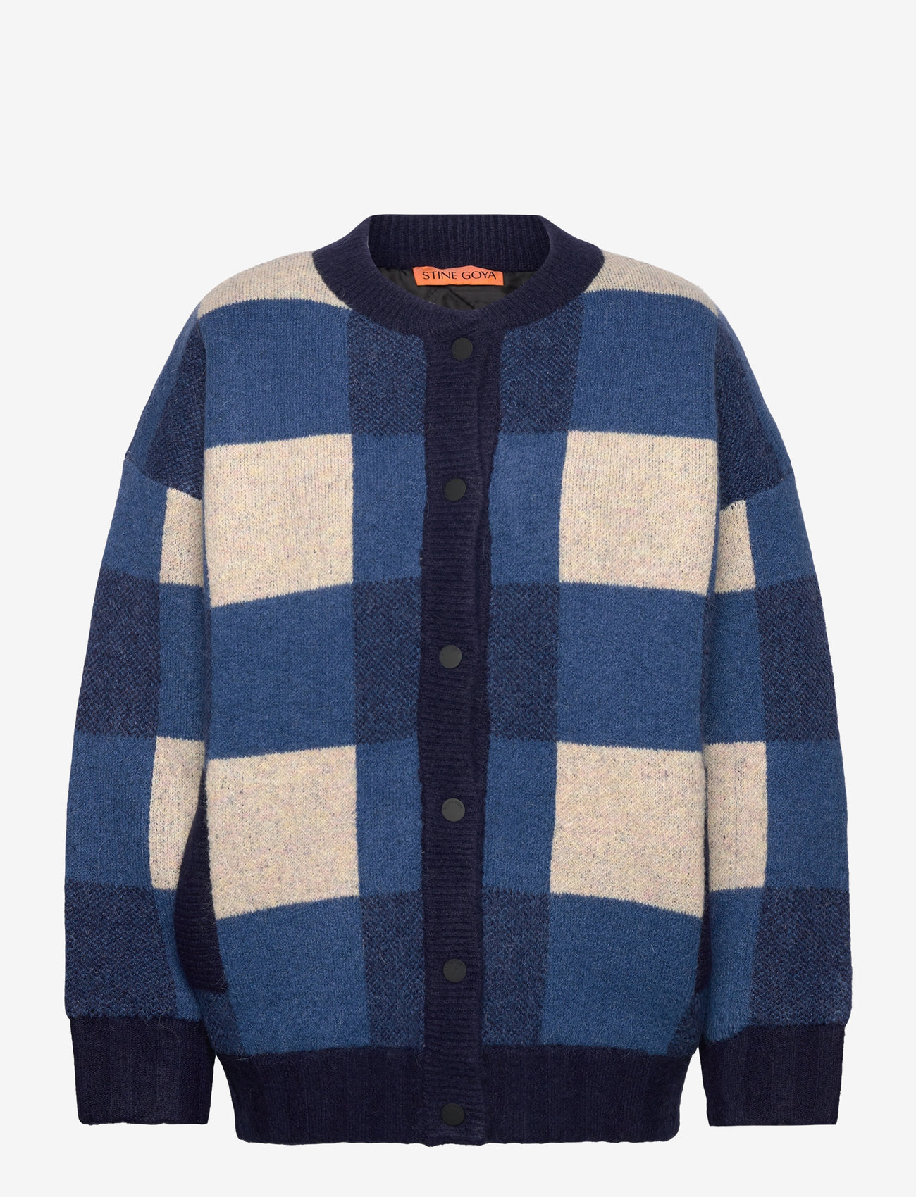 STINE GOYA - Gingham Check Bomber, 2329 Knit Bom - koftor - blue gingham check - 0