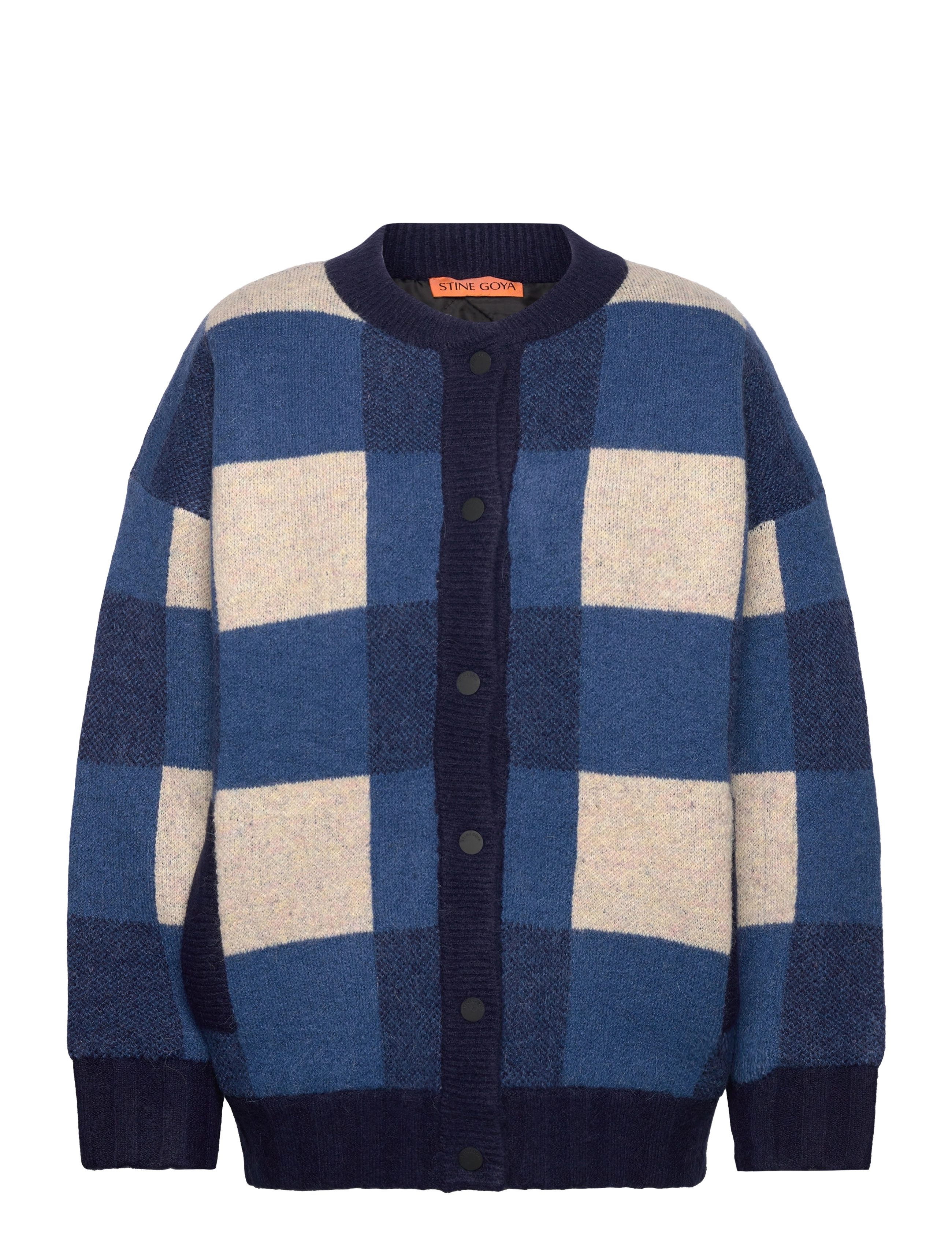 STINE GOYA - Gingham Check Bomber, 2329 Knit Bom - blue gingham check - 1