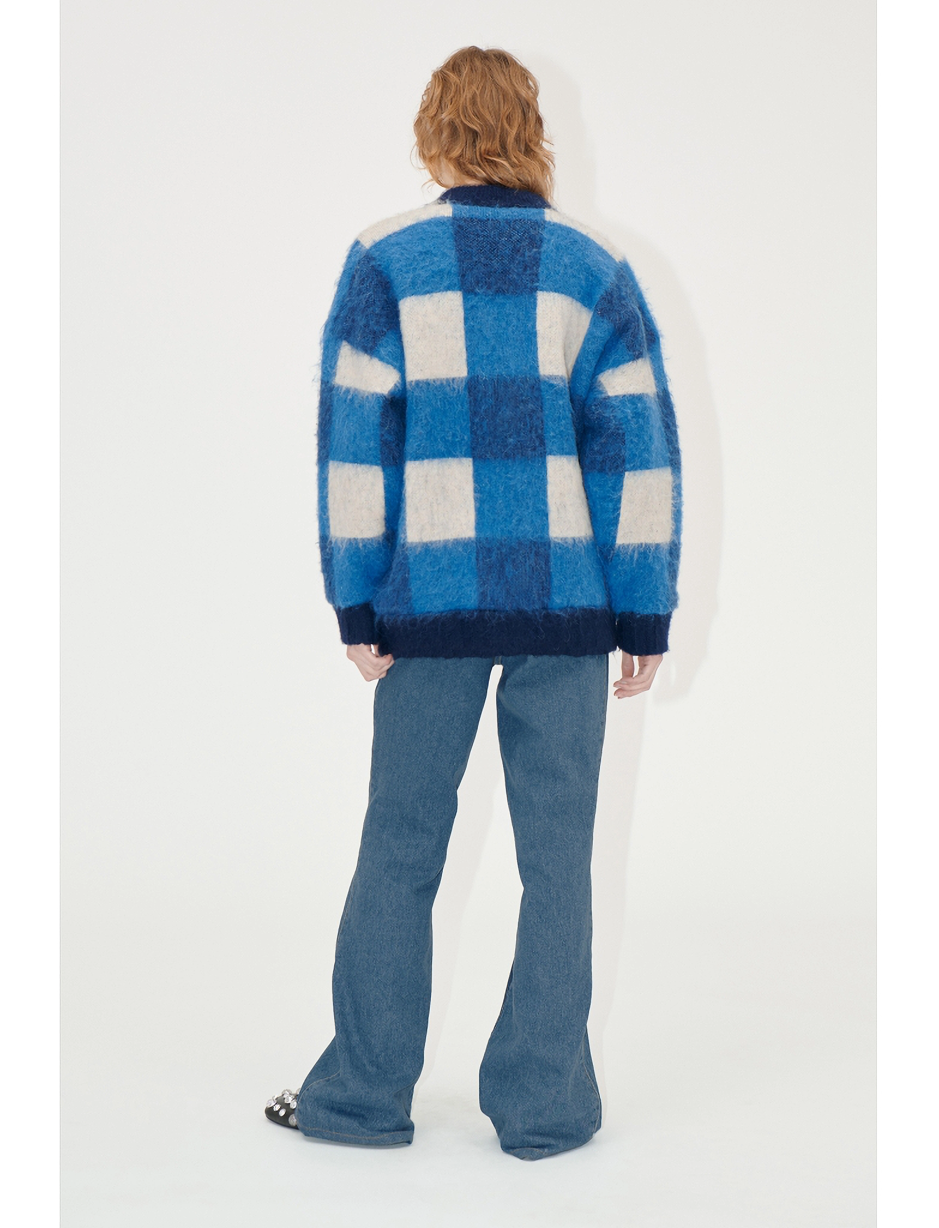 STINE GOYA - Gingham Check Bomber, 2329 Knit Bom - blue gingham check - 3