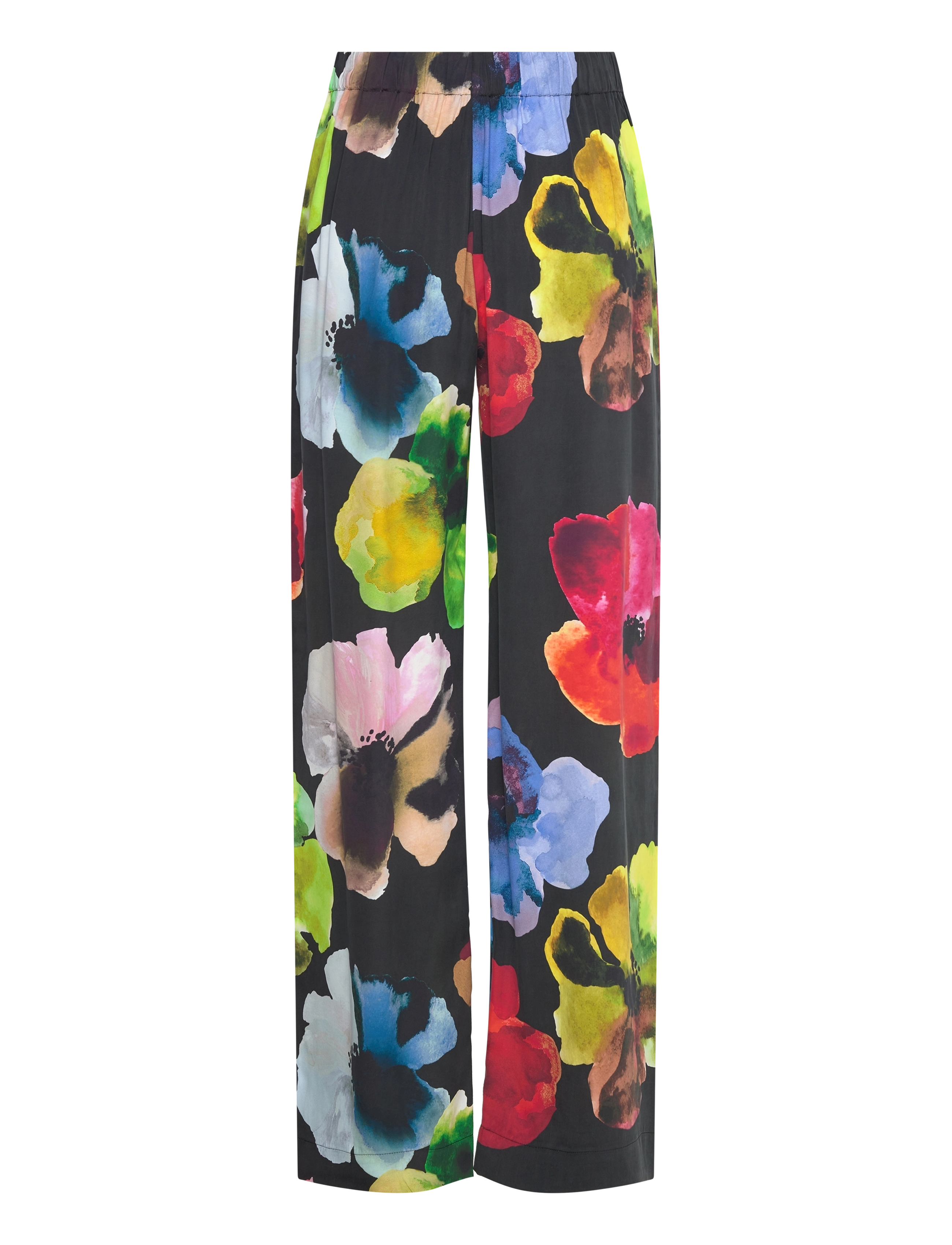 STINE GOYA - Elasticated Long Pants, 2263 Dry Vi - bukser med brede ben - watercolor bloom - 2
