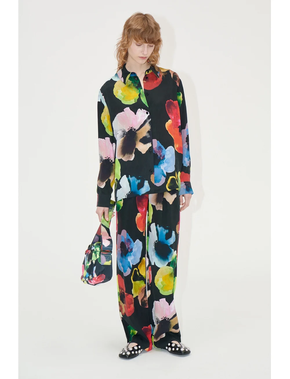 STINE GOYA - Elasticated Long Pants, 2263 Dry Vi - plačios kelnės - watercolor bloom - 0