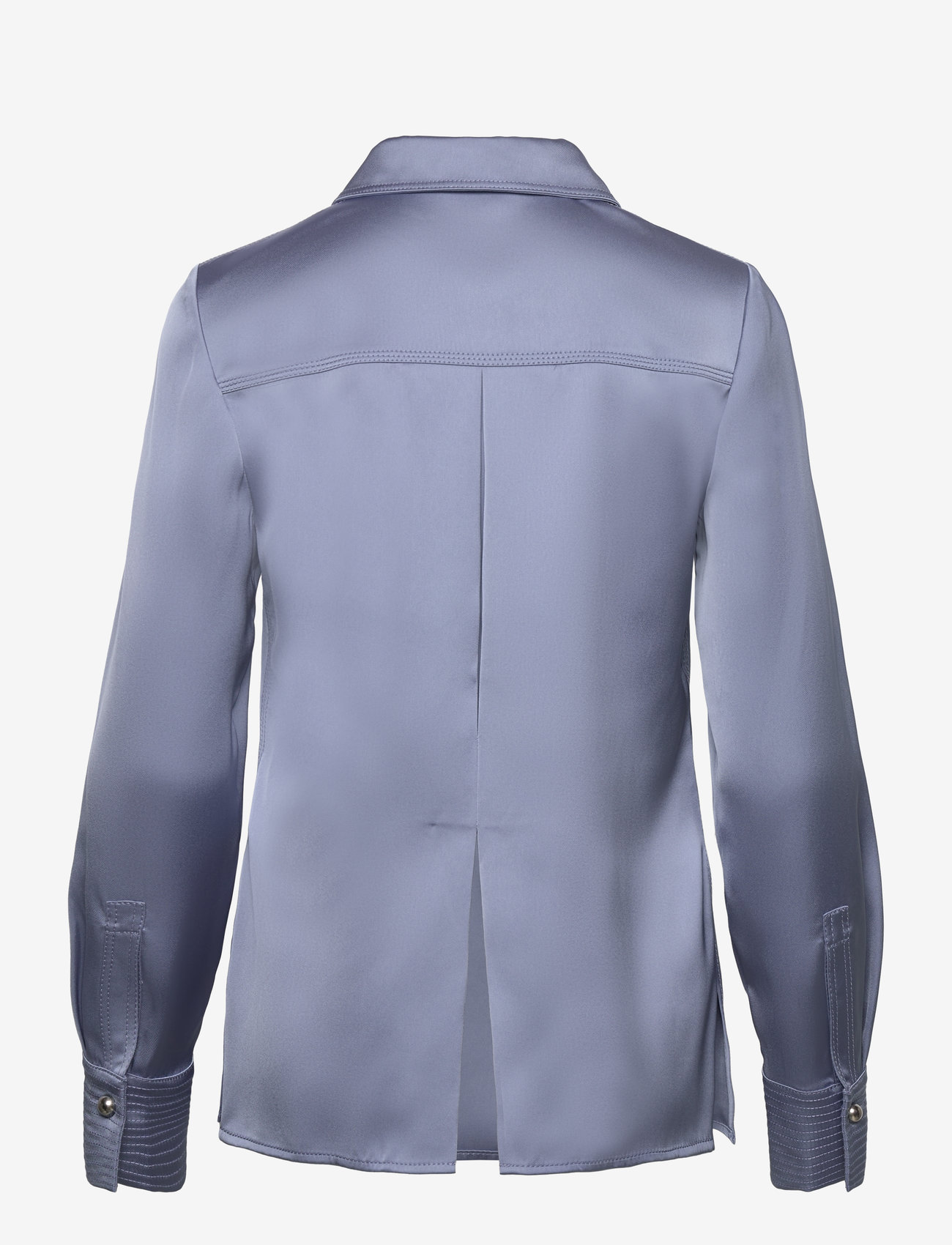 STINE GOYA - Collared Fitted Shirt, 2261 Satin - palaidinės ilgomis rankovėmis - infinity blue - 2
