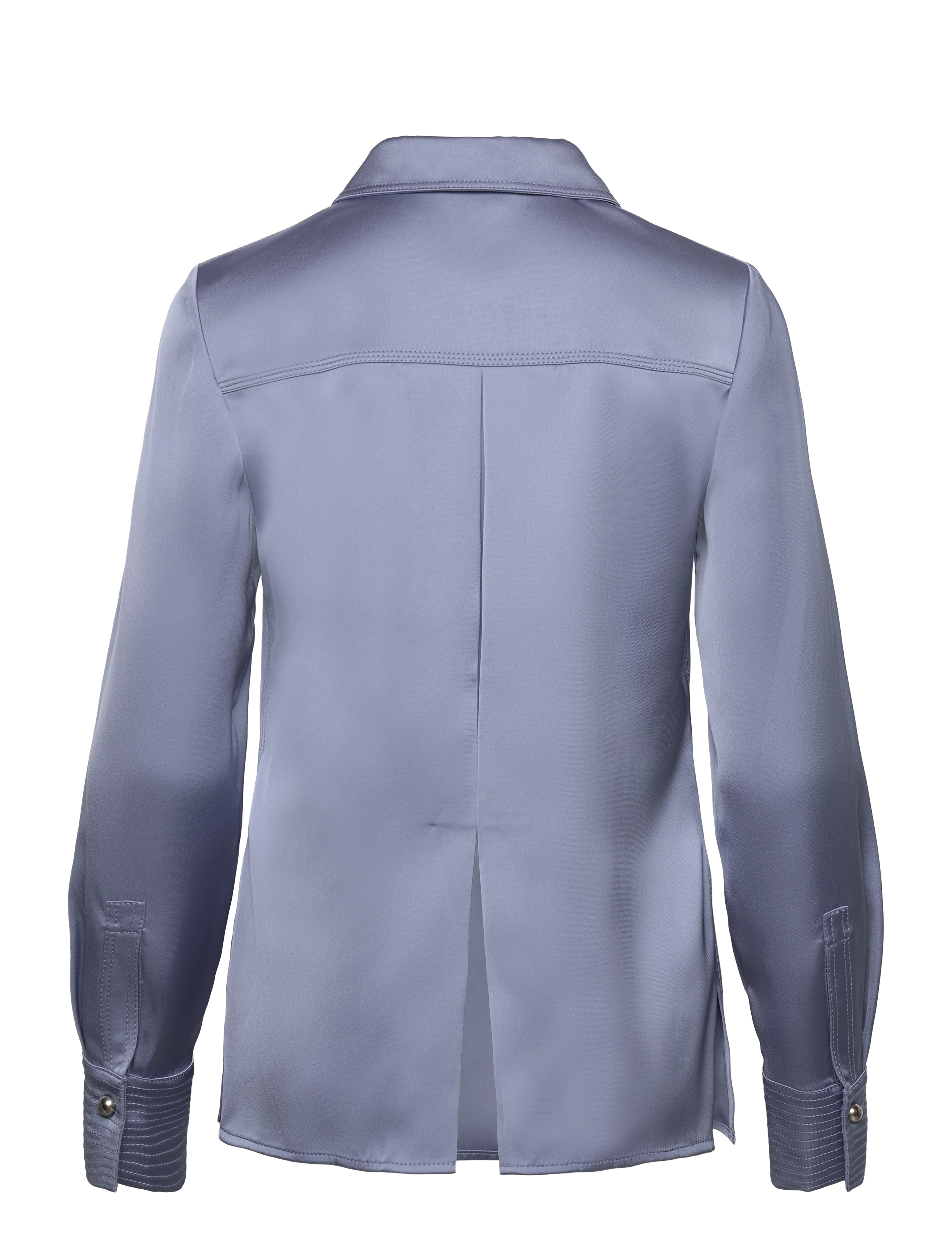 STINE GOYA - Collared Fitted Shirt, 2261 Satin - langärmlige blusen - infinity blue - 2