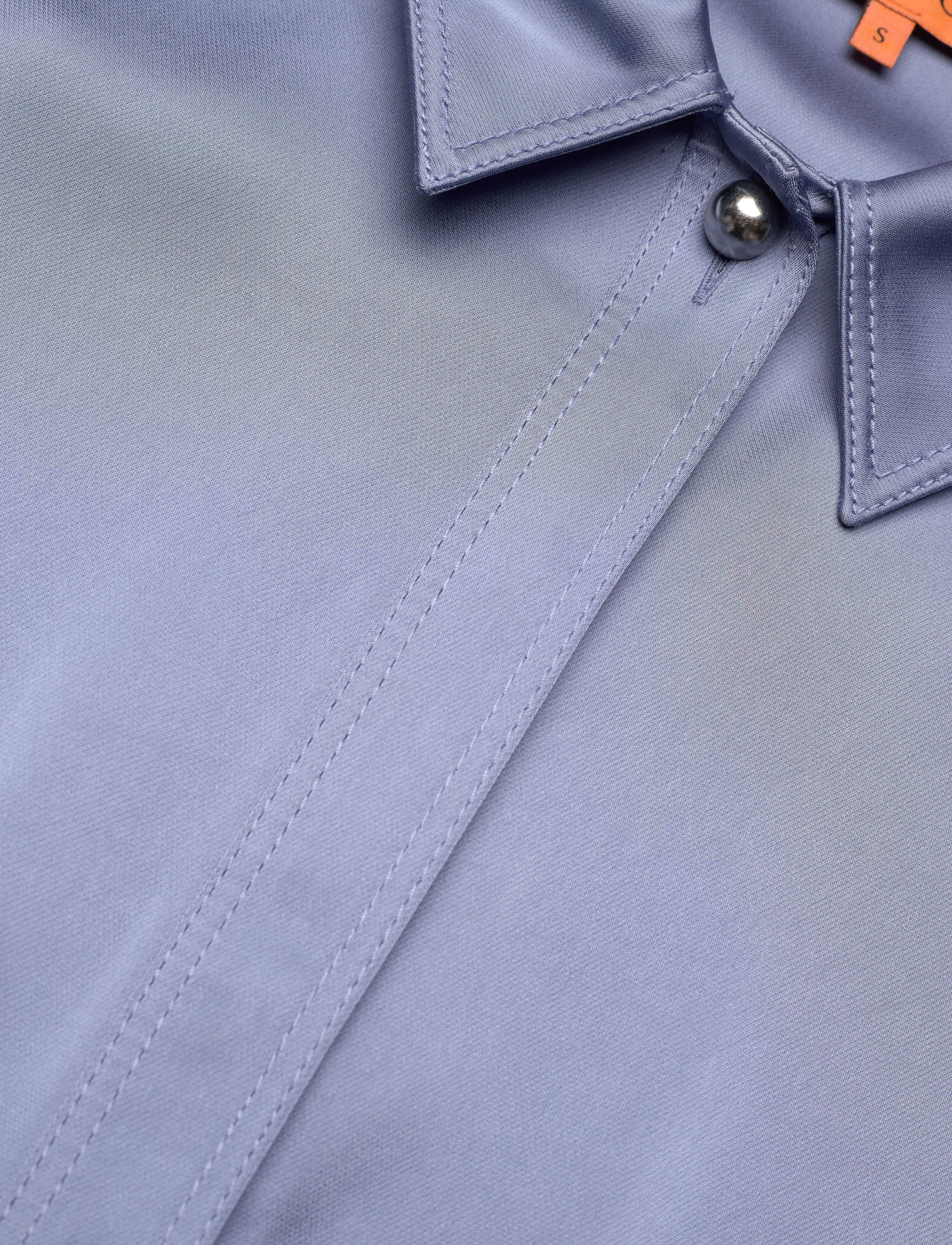 STINE GOYA - Collared Fitted Shirt, 2261 Satin - langärmlige blusen - infinity blue - 4