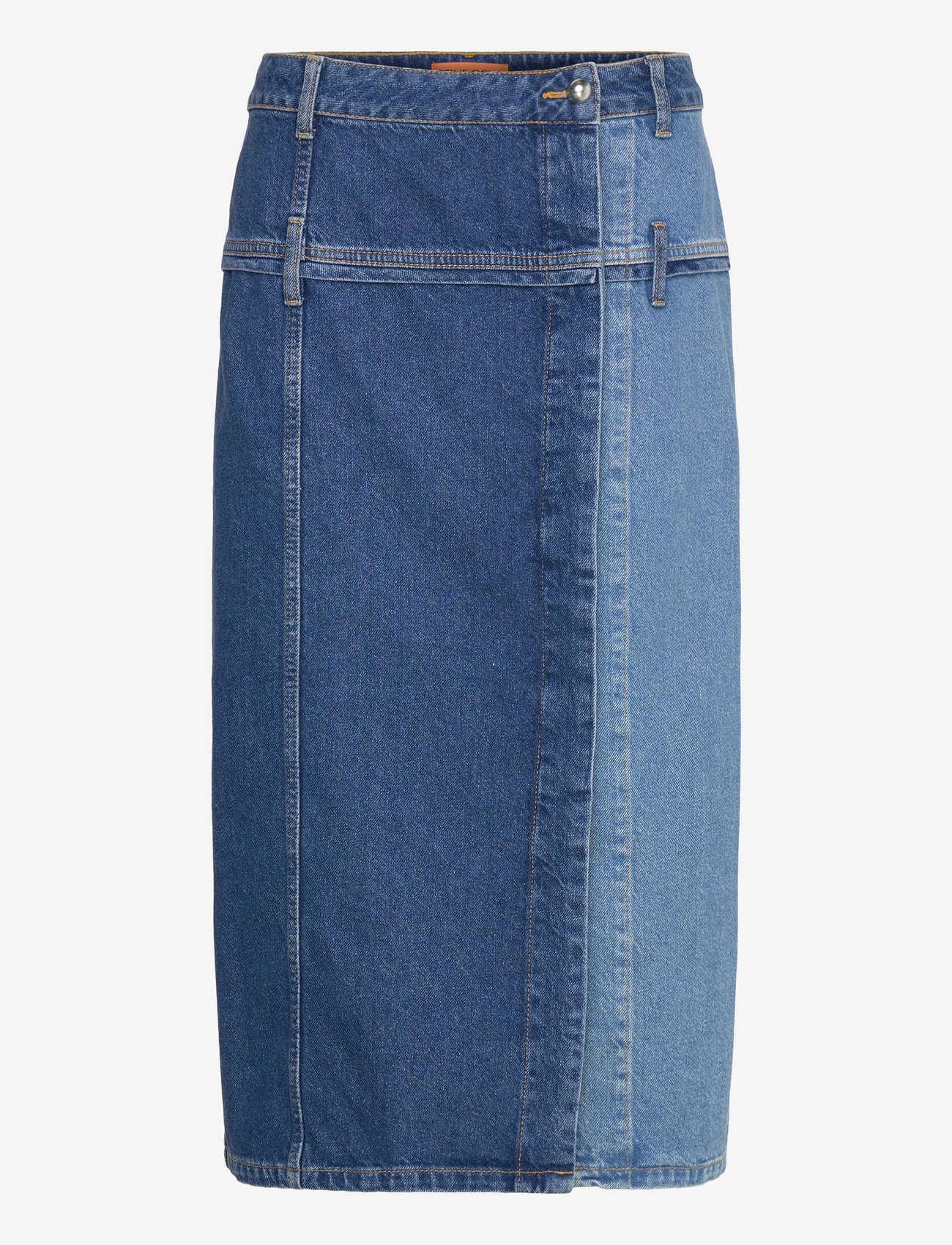 STINE GOYA - Denim Midi Skirt, 2301 Denim - spódnice dżinsowe - two tone denim - 1