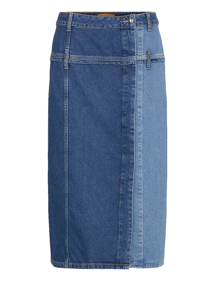STINE GOYA - Denim Midi Skirt, 2301 Denim - two tone denim - 1