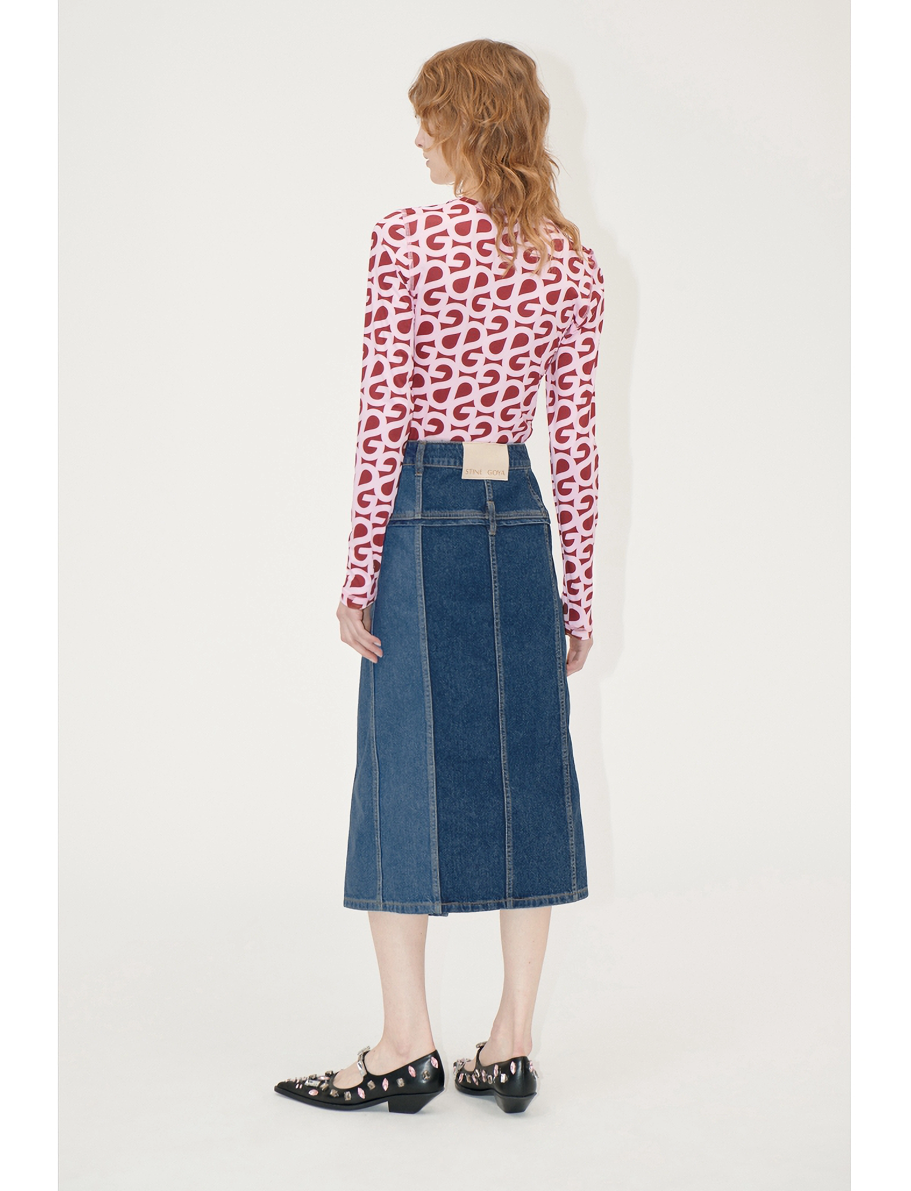STINE GOYA - Denim Midi Skirt, 2301 Denim - two tone denim - 3