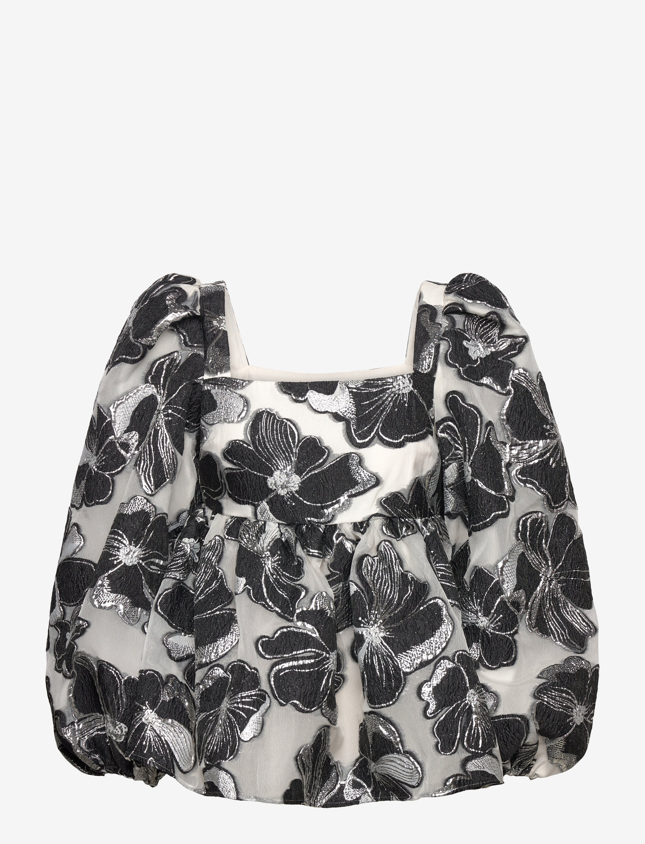 STINE GOYA - Square Neck Long Sleeve Top, 1608 O - langärmlige blusen - anemone jacquard - 1