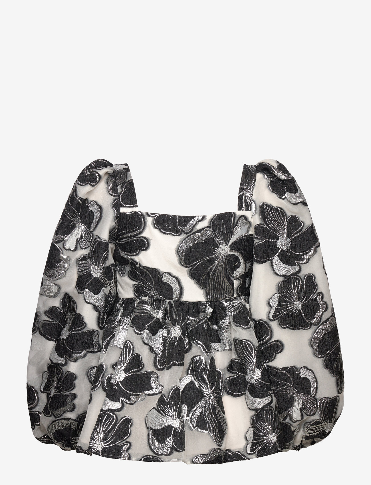 STINE GOYA - Square Neck Long Sleeve Top, 1608 O - langärmlige blusen - anemone jacquard - 2