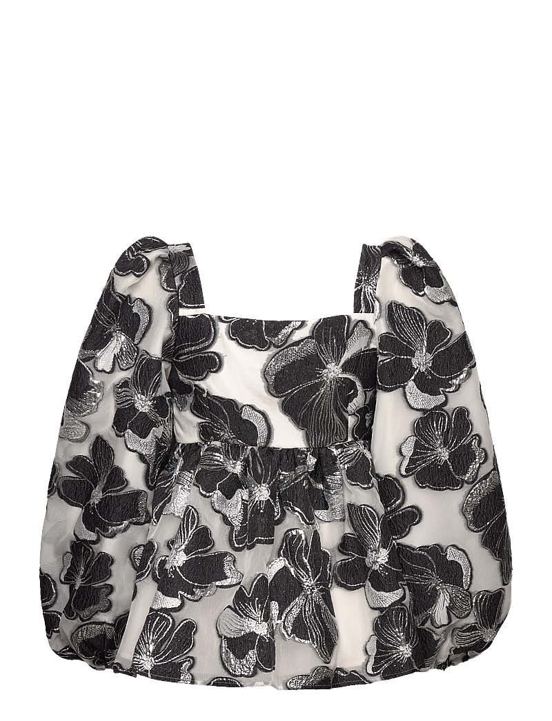 STINE GOYA - Square Neck Long Sleeve Top, 1608 O - langärmlige blusen - anemone jacquard - 2