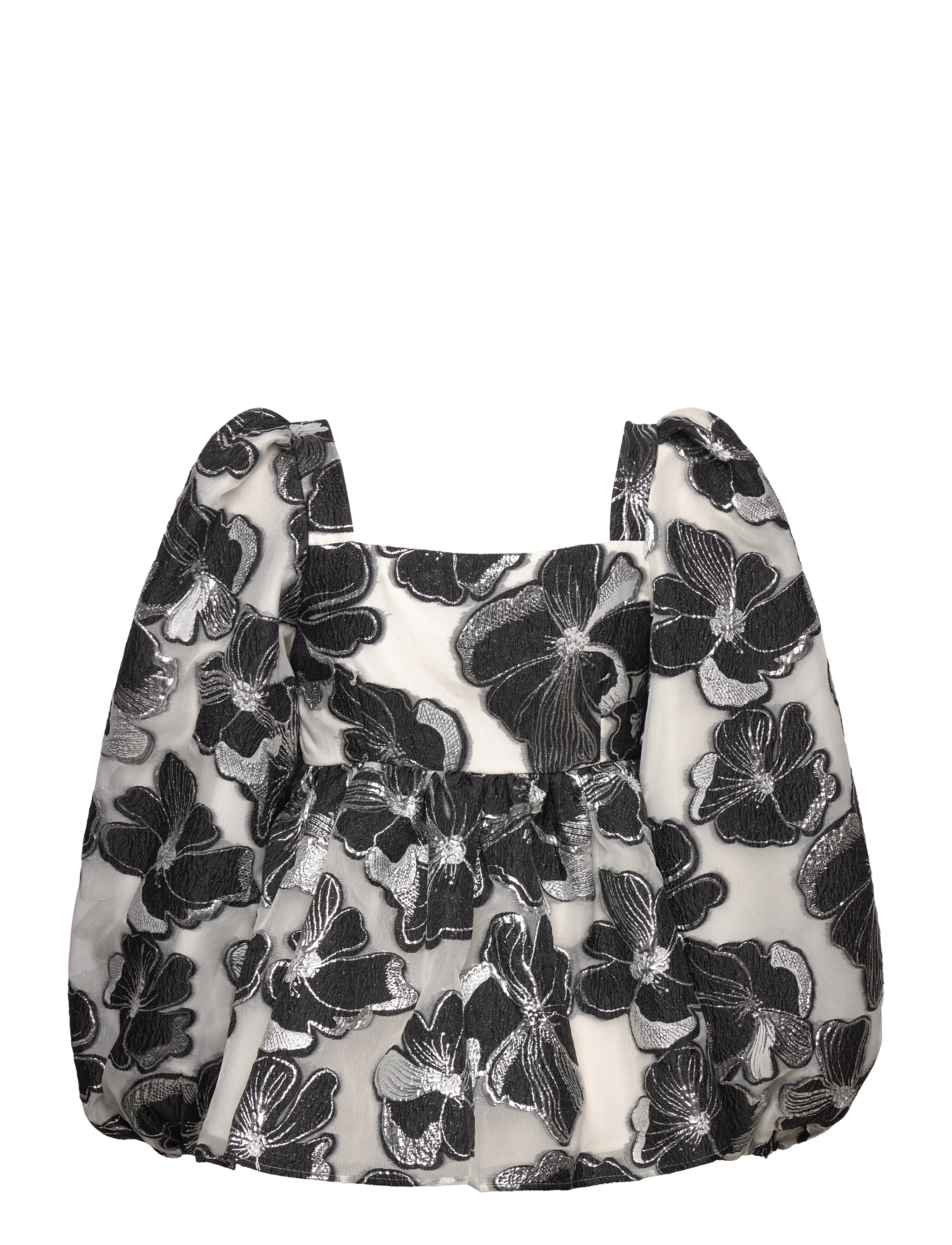 STINE GOYA - Square Neck Long Sleeve Top, 1608 O - langärmlige blusen - anemone jacquard - 2