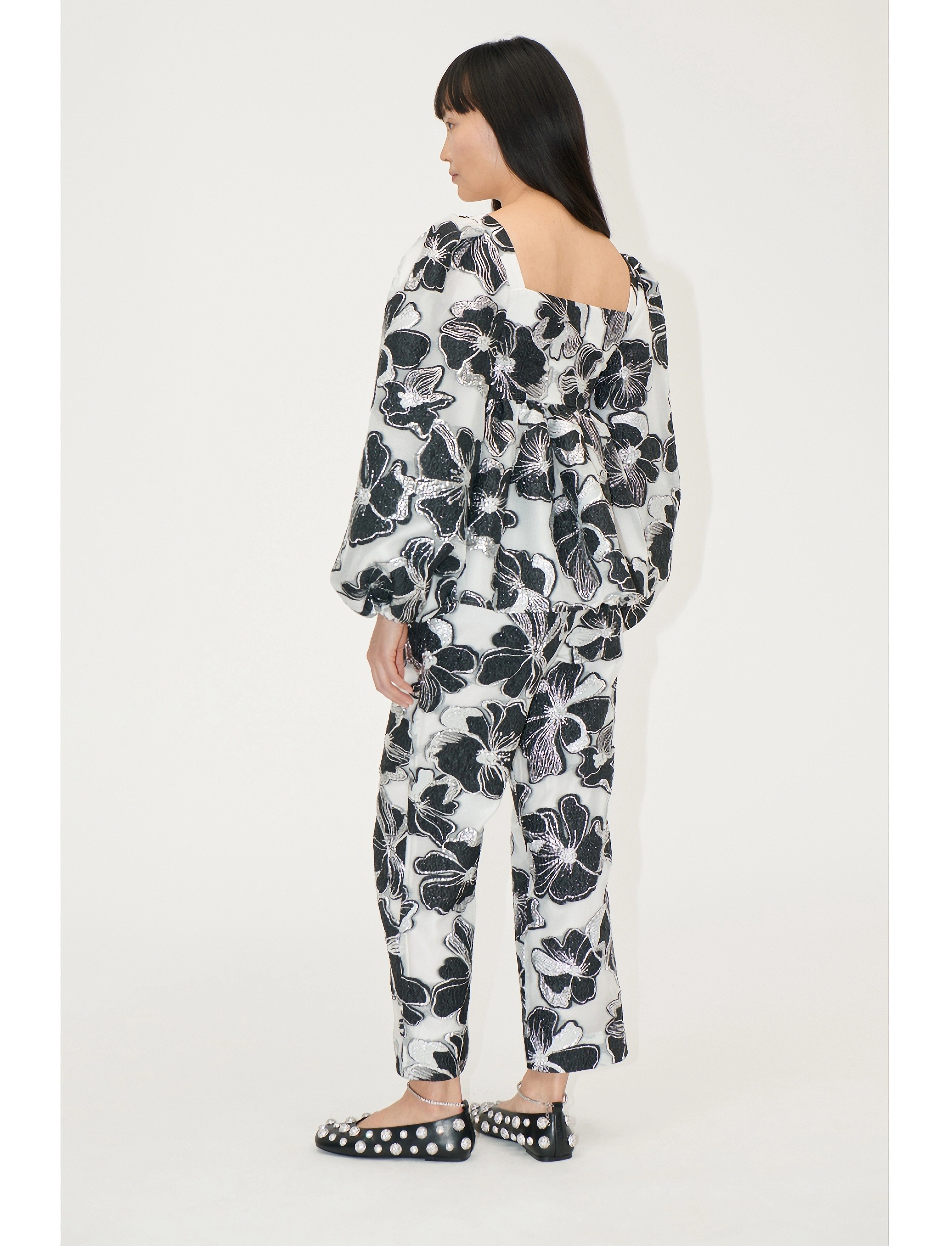 STINE GOYA - Square Neck Long Sleeve Top, 1608 O - langärmlige blusen - anemone jacquard - 3