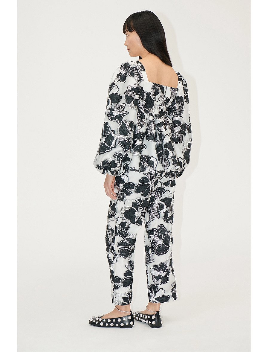 STINE GOYA - Square Neck Long Sleeve Top, 1608 O - langärmlige blusen - anemone jacquard - 3