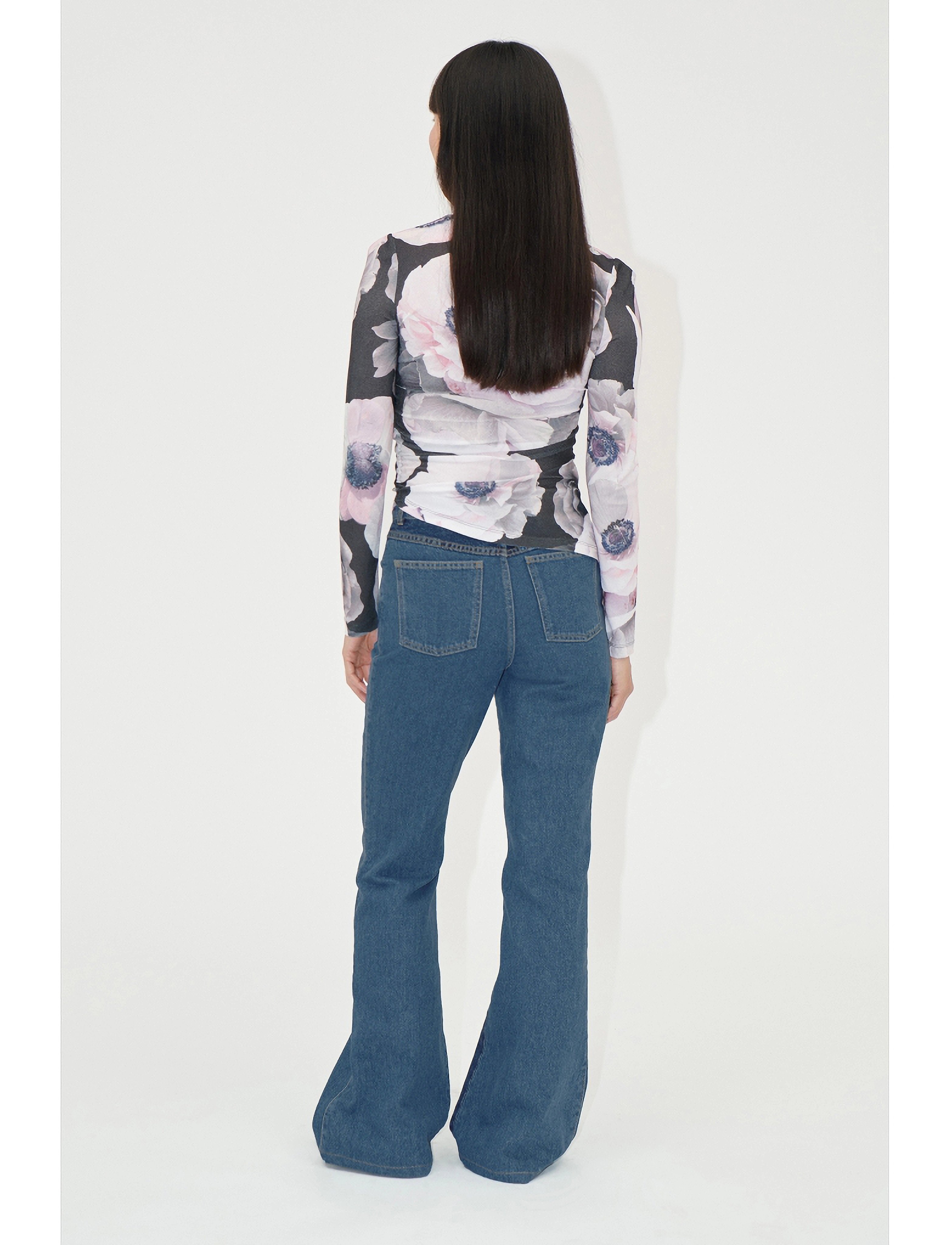 STINE GOYA - Asymmetric Long Sleeve Top, 2245 Dr - long-sleeved tops - nostalgic anemone - 3