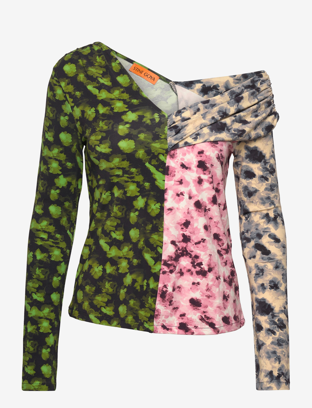 STINE GOYA - One Shoulder Long Sleeve Top, 2254 - langärmlige blusen - dizzy foliage - 1