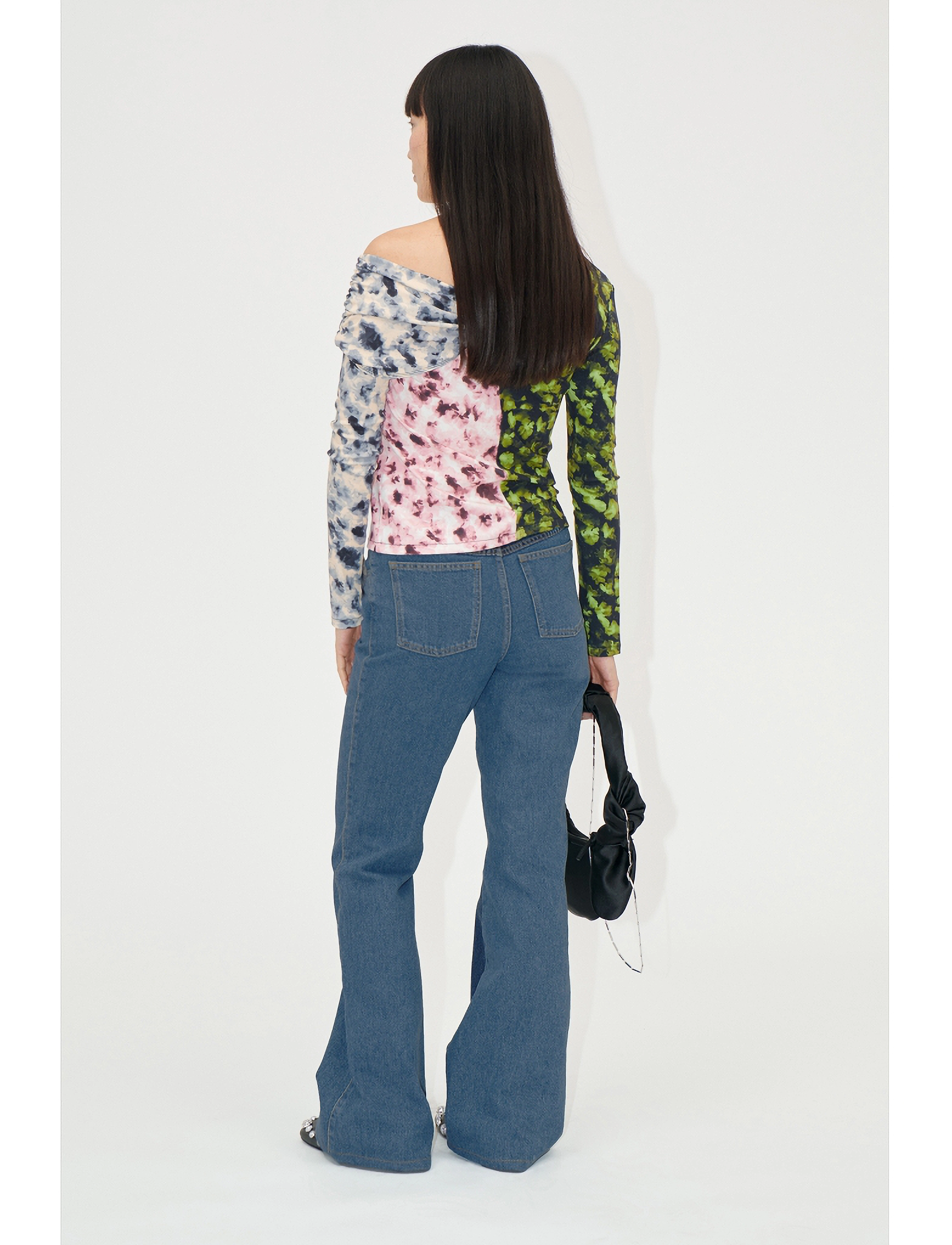 STINE GOYA - One Shoulder Long Sleeve Top, 2254 - long sleeved blouses - dizzy foliage - 3